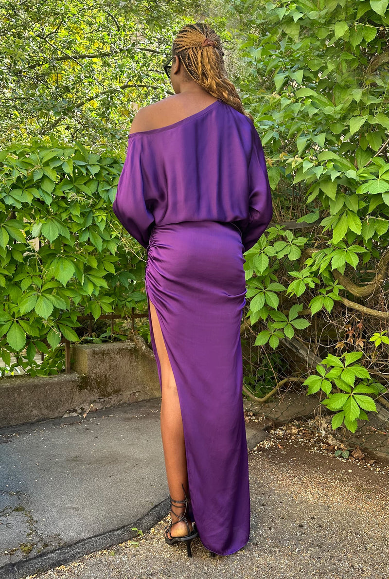 Alma silk dress violet