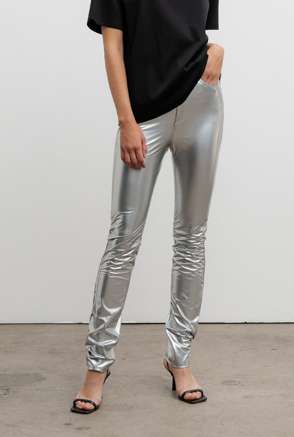 Amaya latex trousers silver