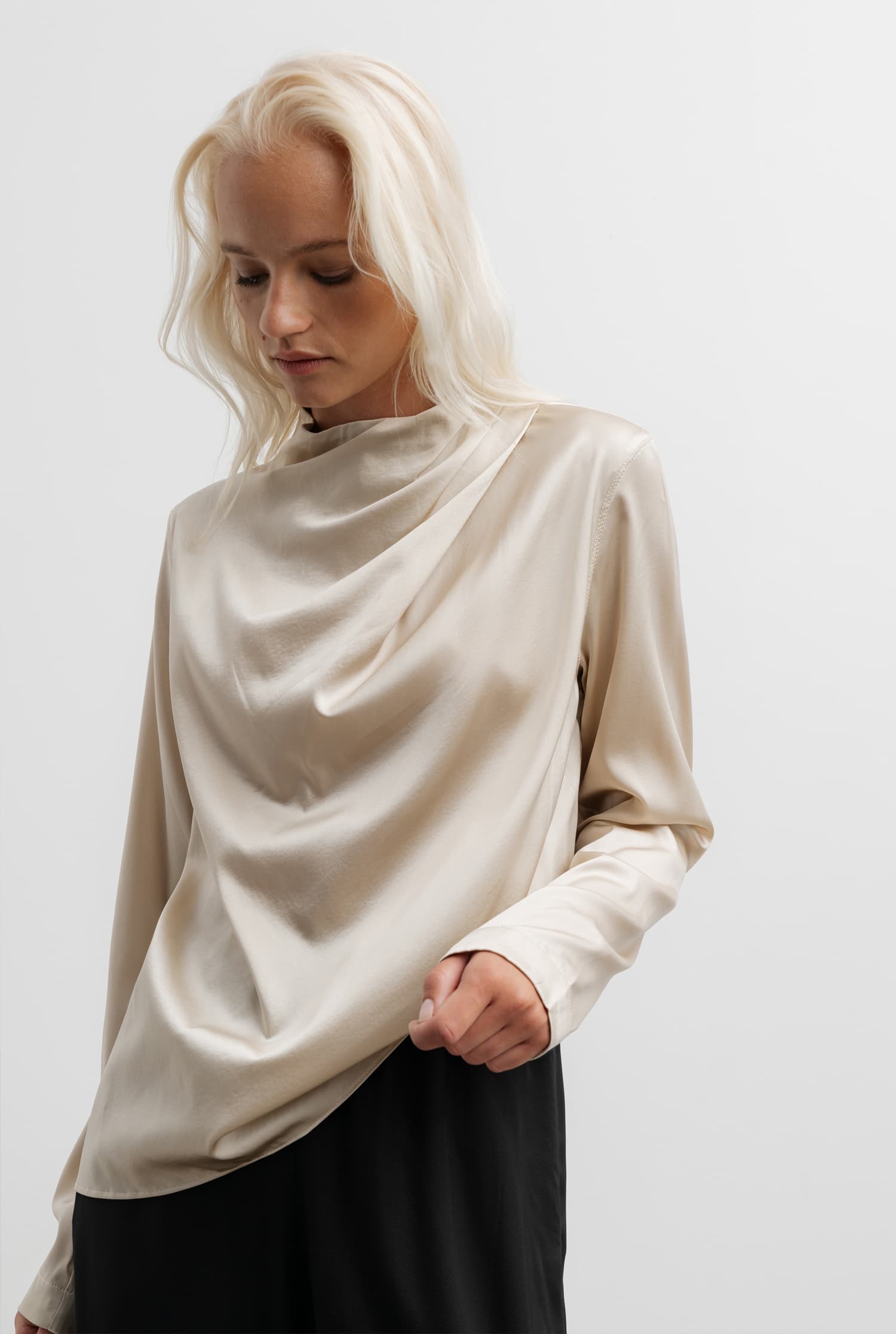 Jade Satin Silk Blouse Cream Ahlvar Gallery jade-satin-silk-blouse-cream-ahlvar-gallery