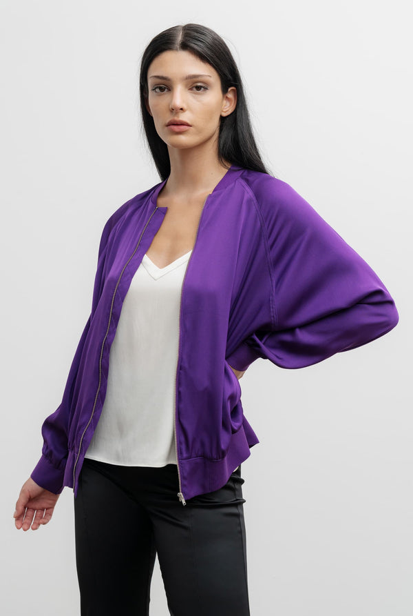 Kimie silk bomber jacket violet