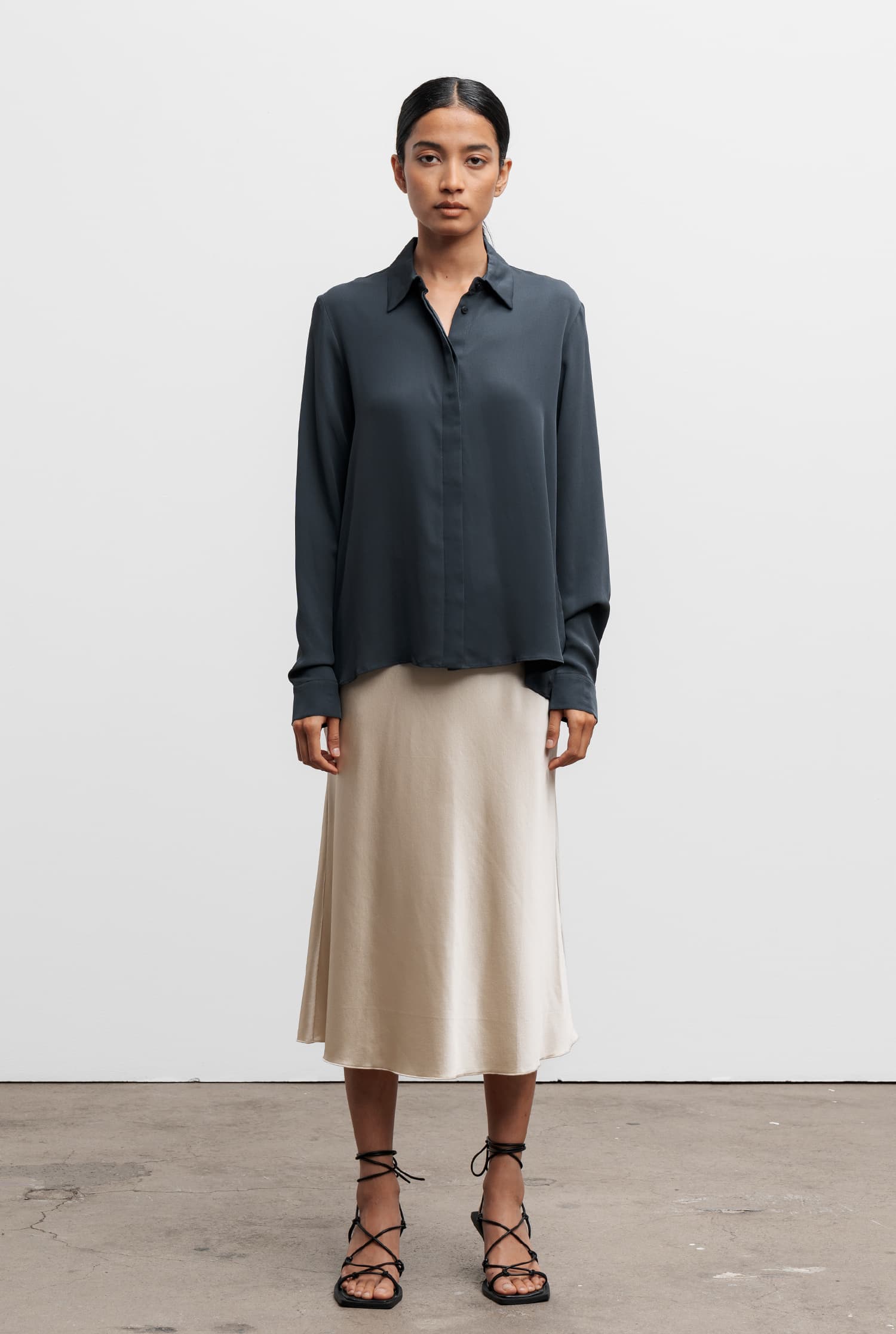 Mia Silk Look Swing Shirt