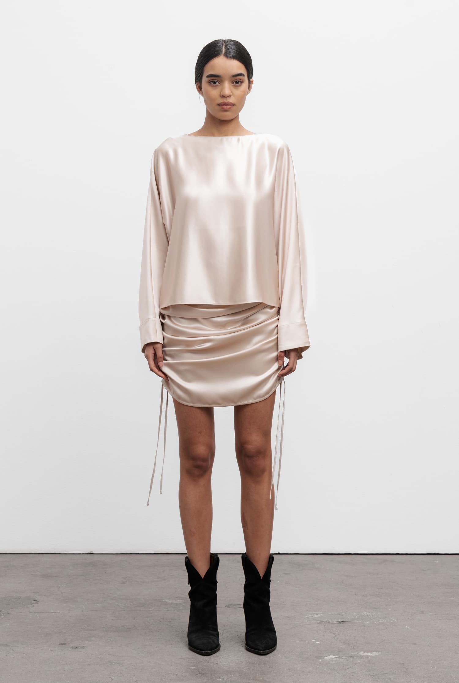 Blouse satin beige new arrivals