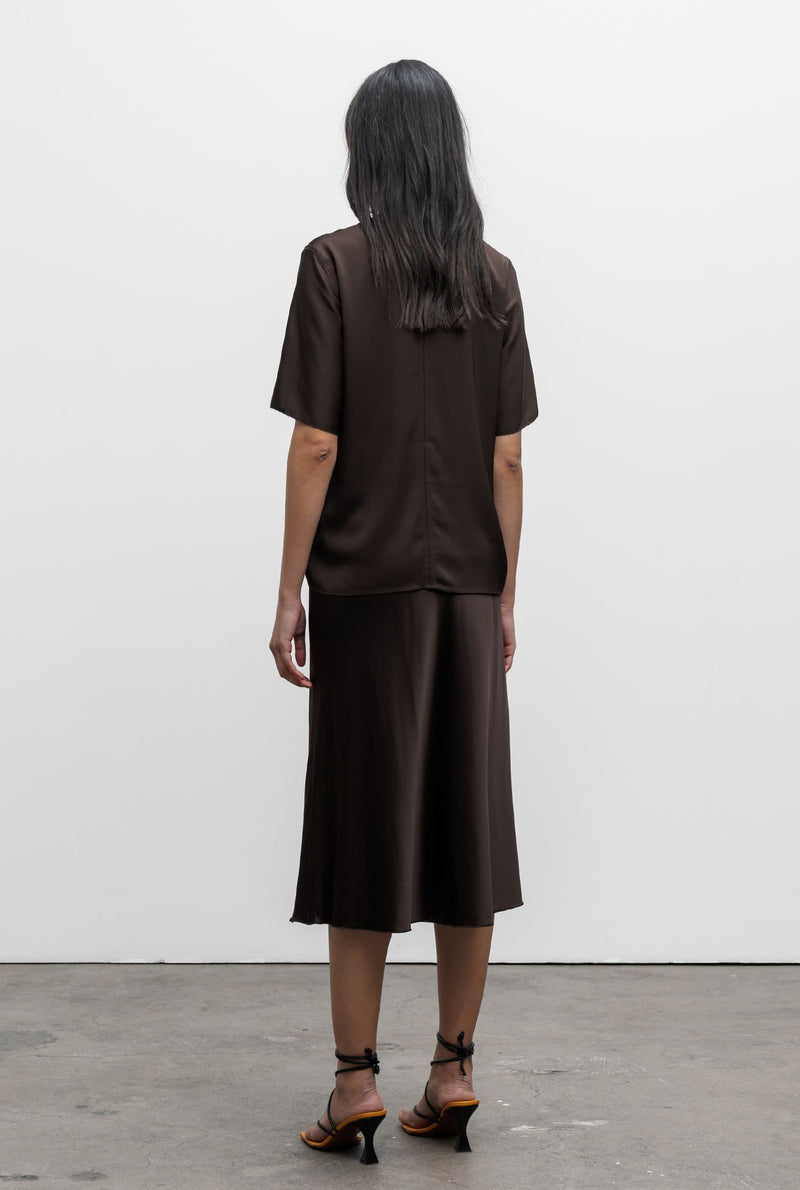 Yoli silk v-neck blouse dark brown