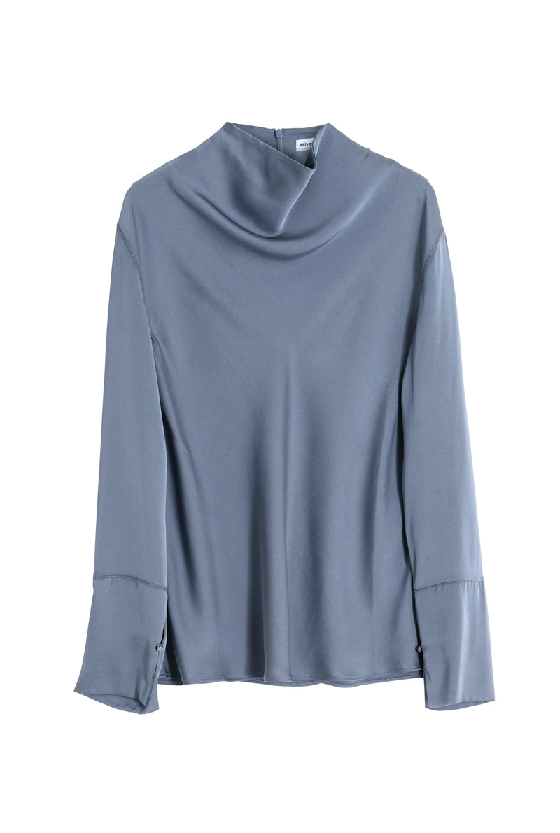 Ayumi silk blouse steel blue