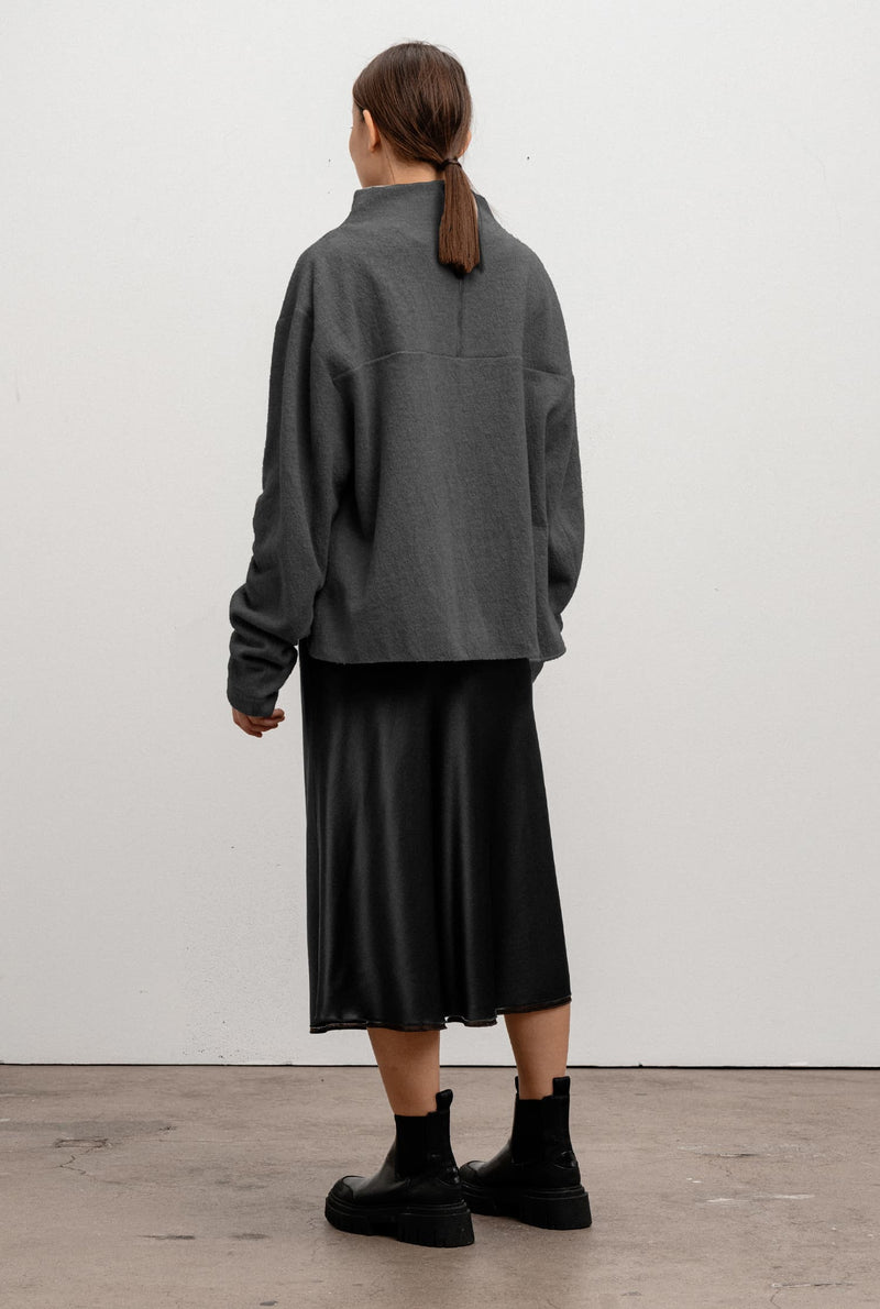 Hana silk skirt dark grey