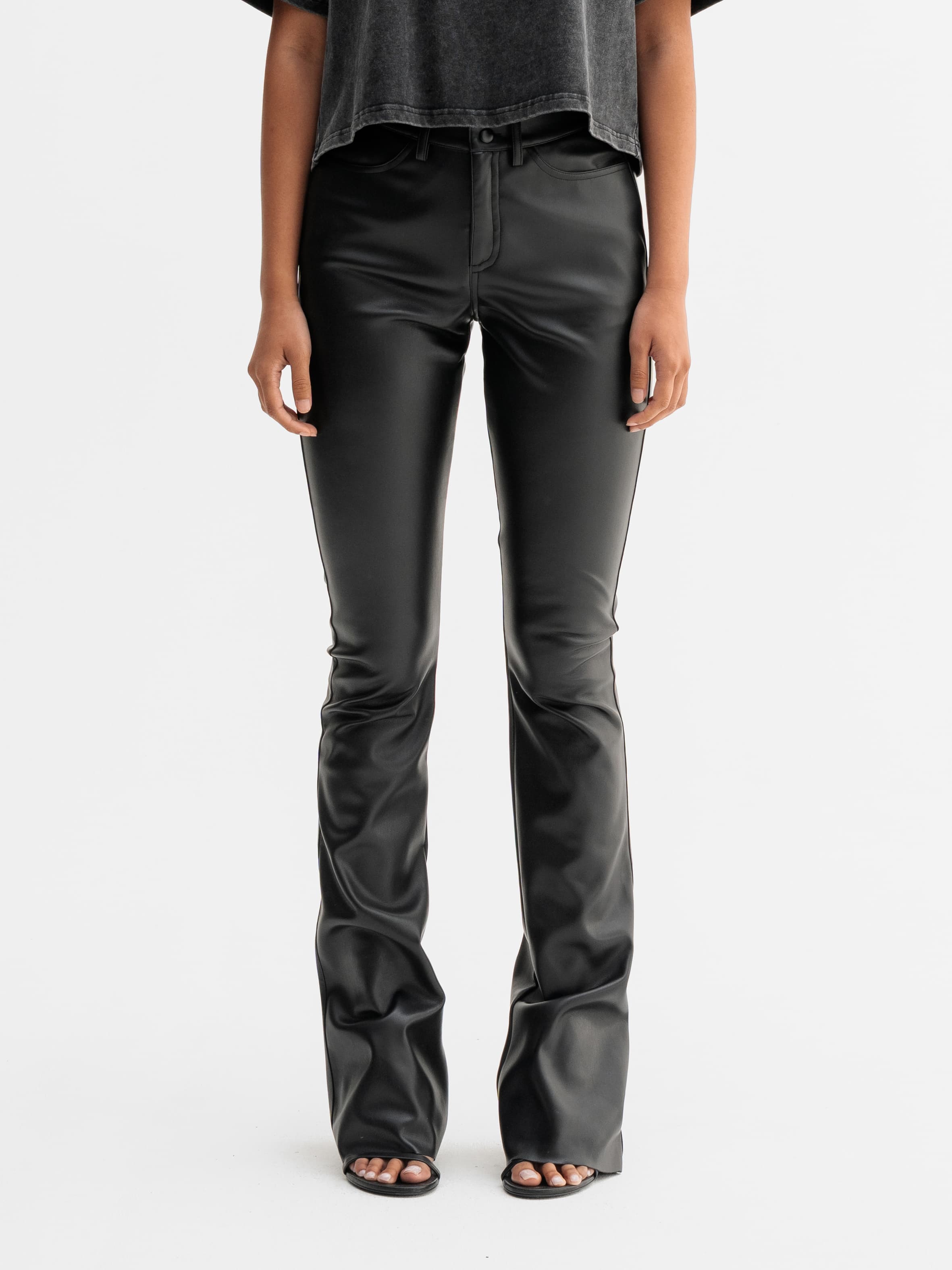 Aiko PU leather trousers black