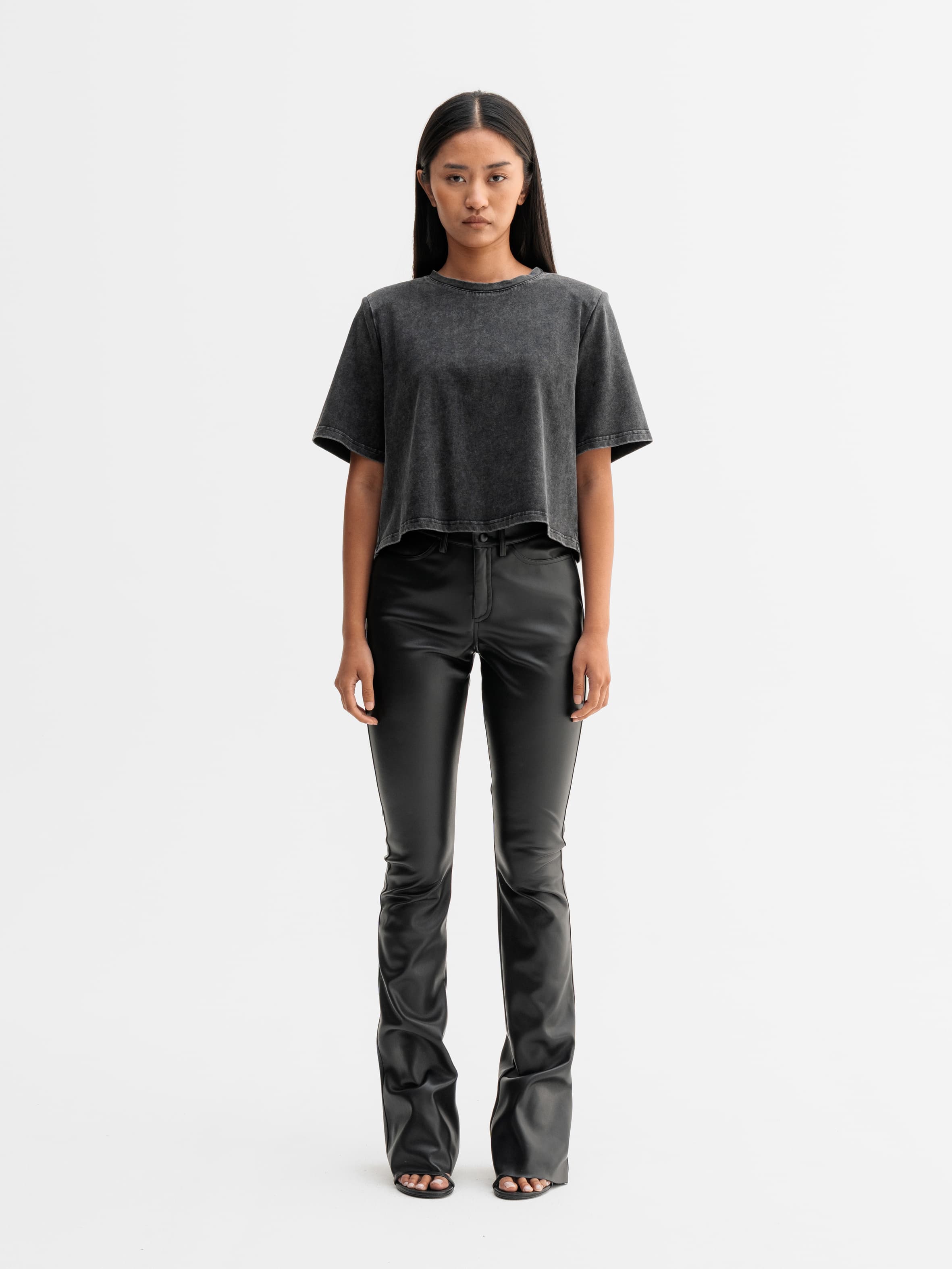 Aiko PU leather trousers black