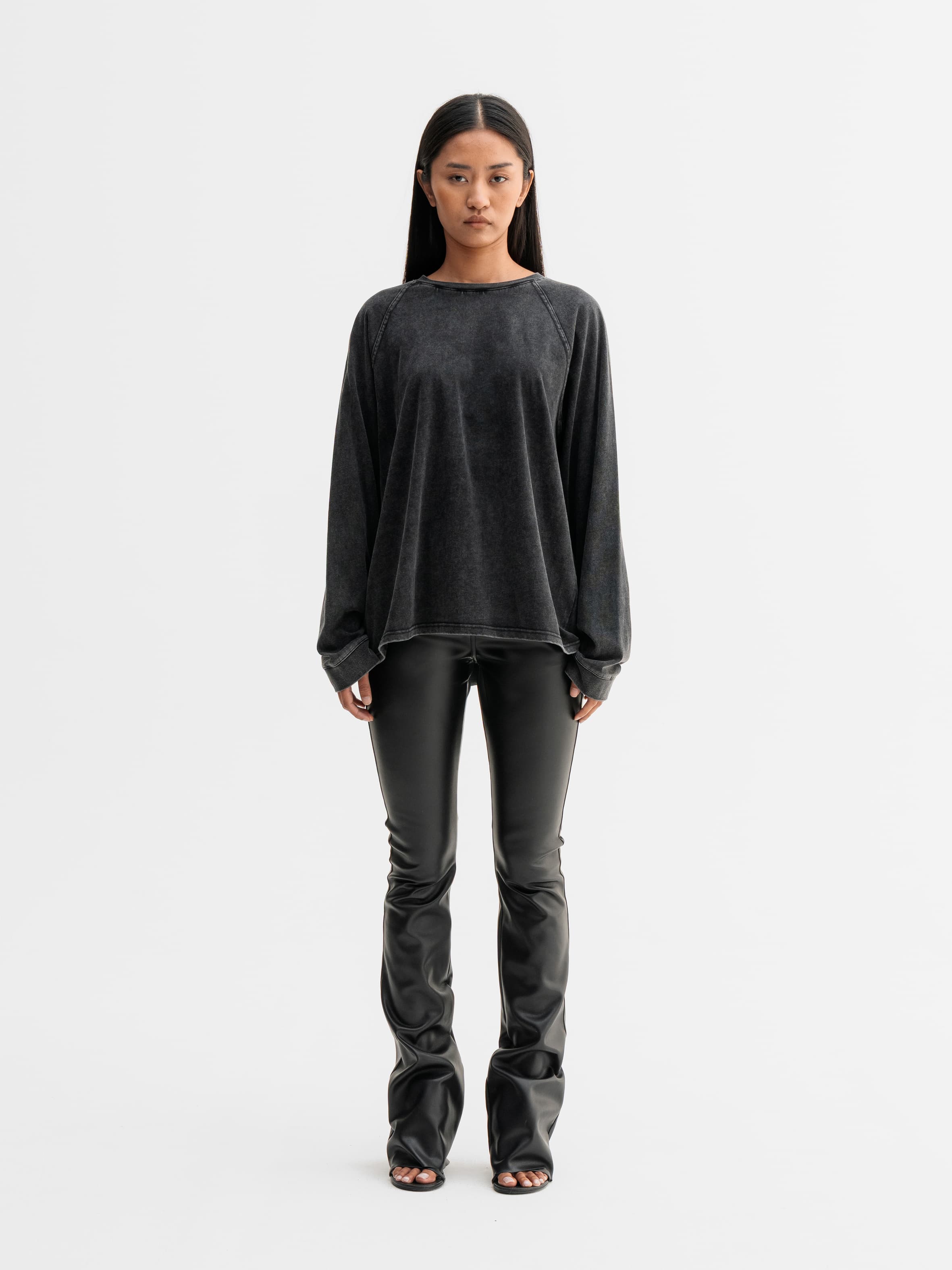 Aiko PU leather trousers black