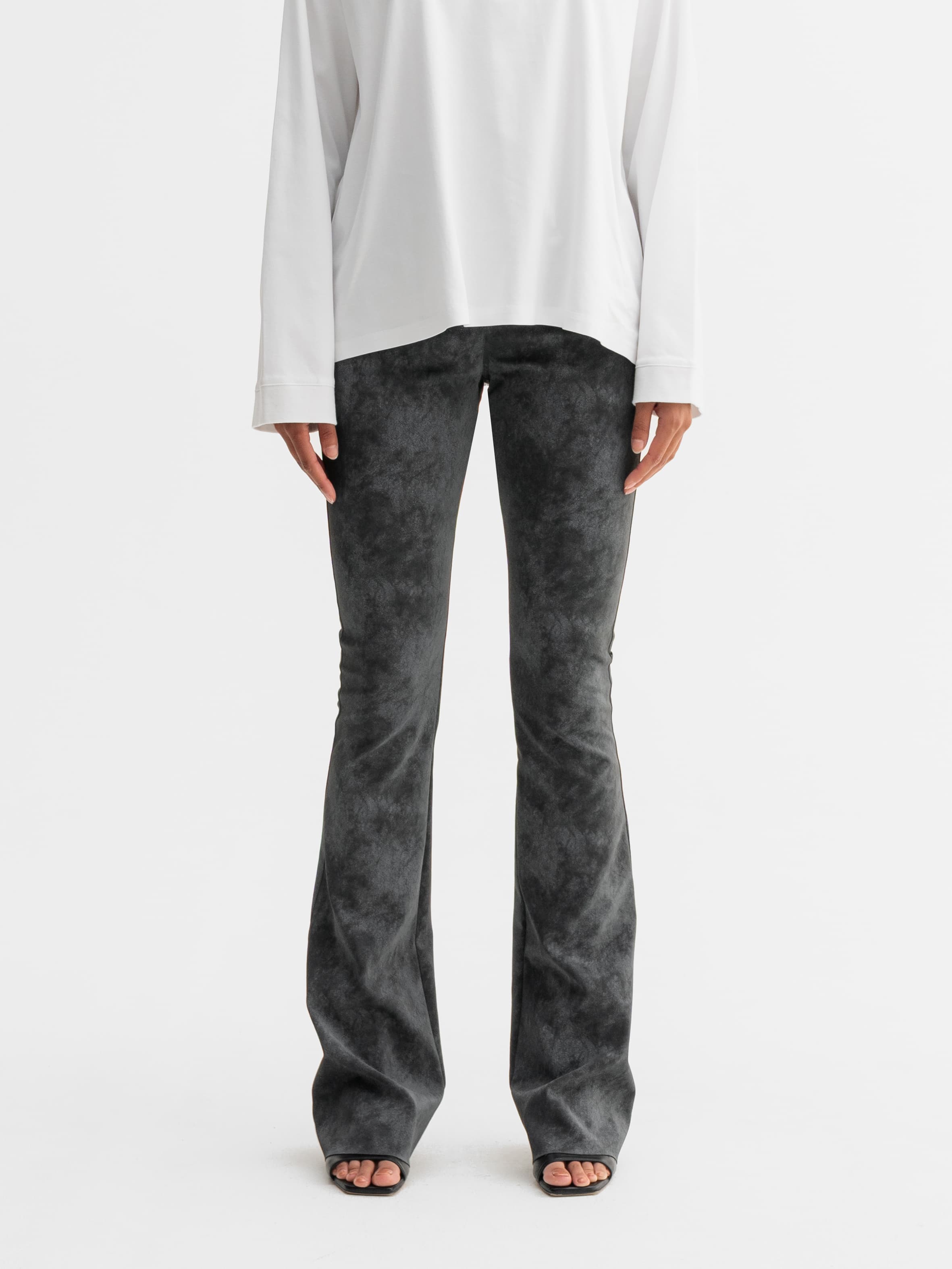 Aiko PU leather trousers dark grey