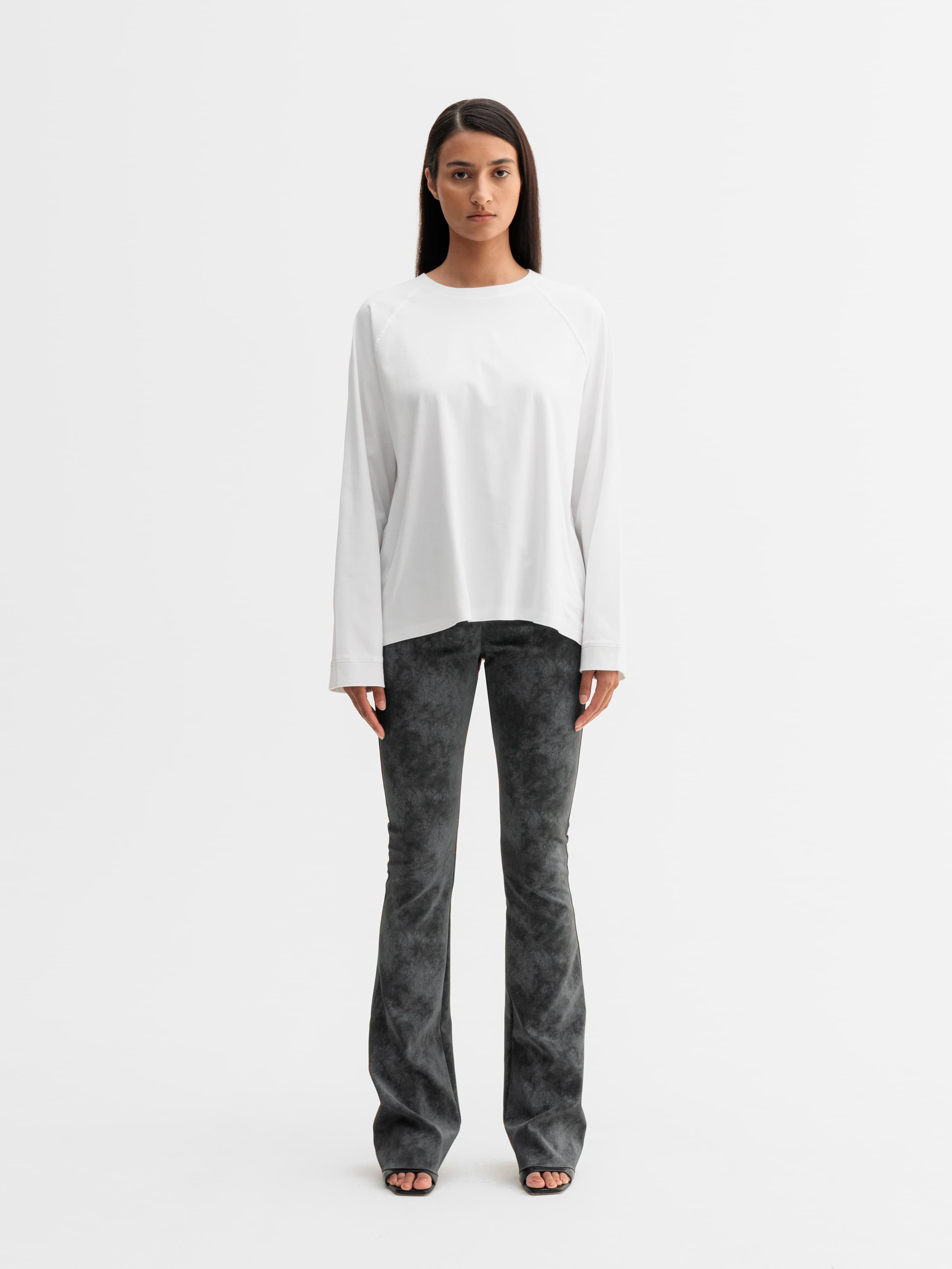 Aiko PU leather trousers dark grey