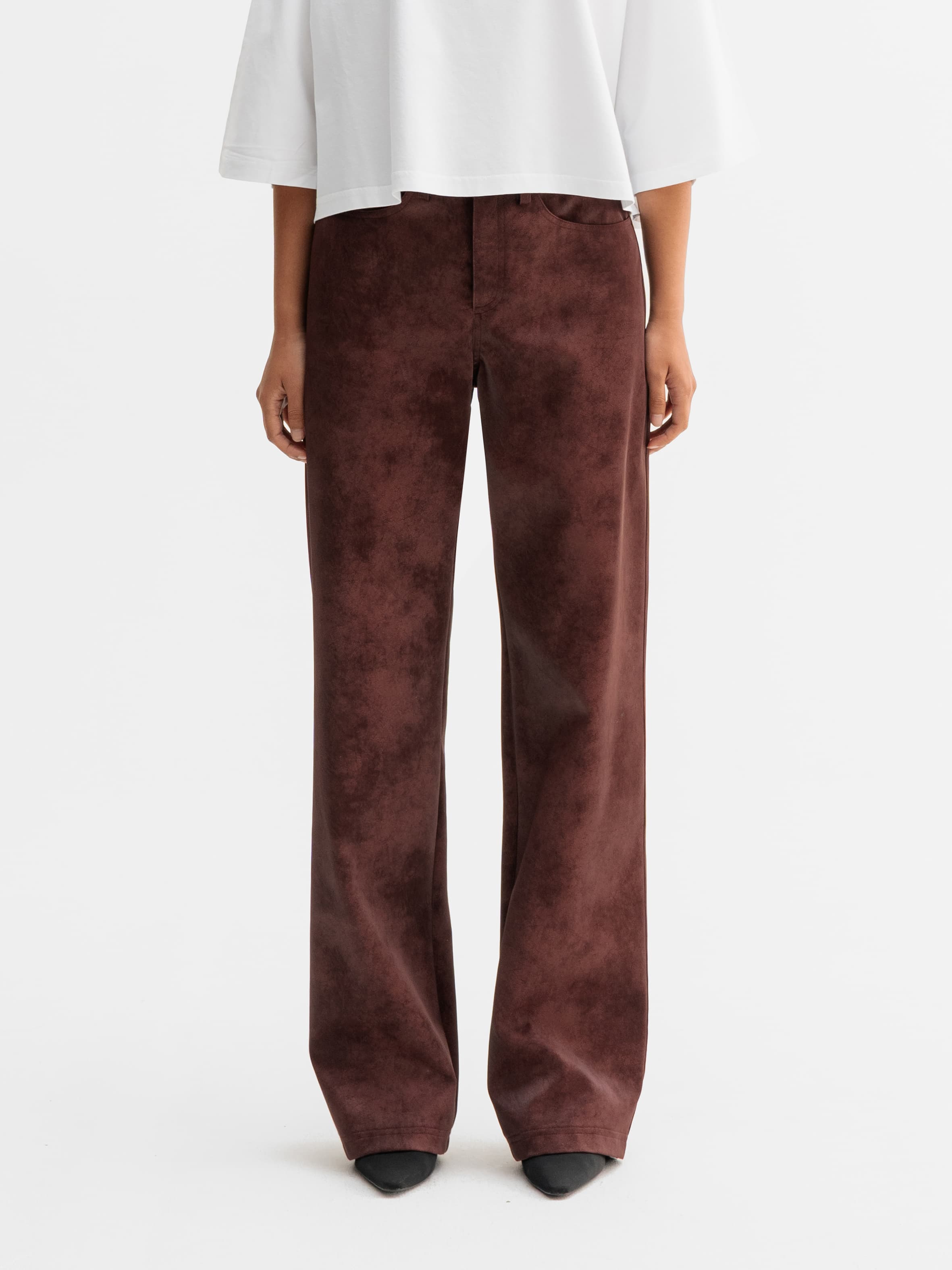 Aina PU leather trousers burgundy