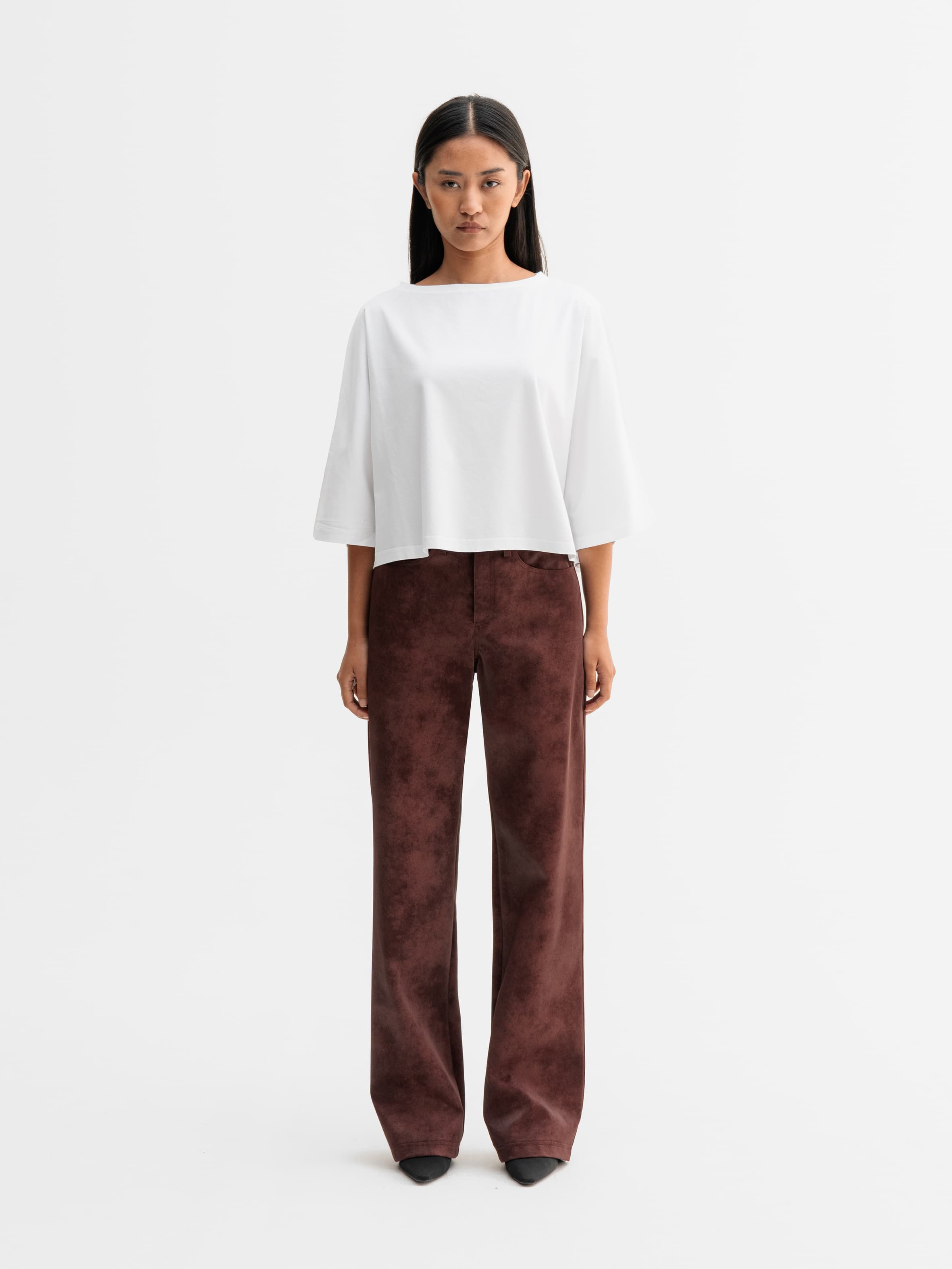 Aina PU leather trousers burgundy