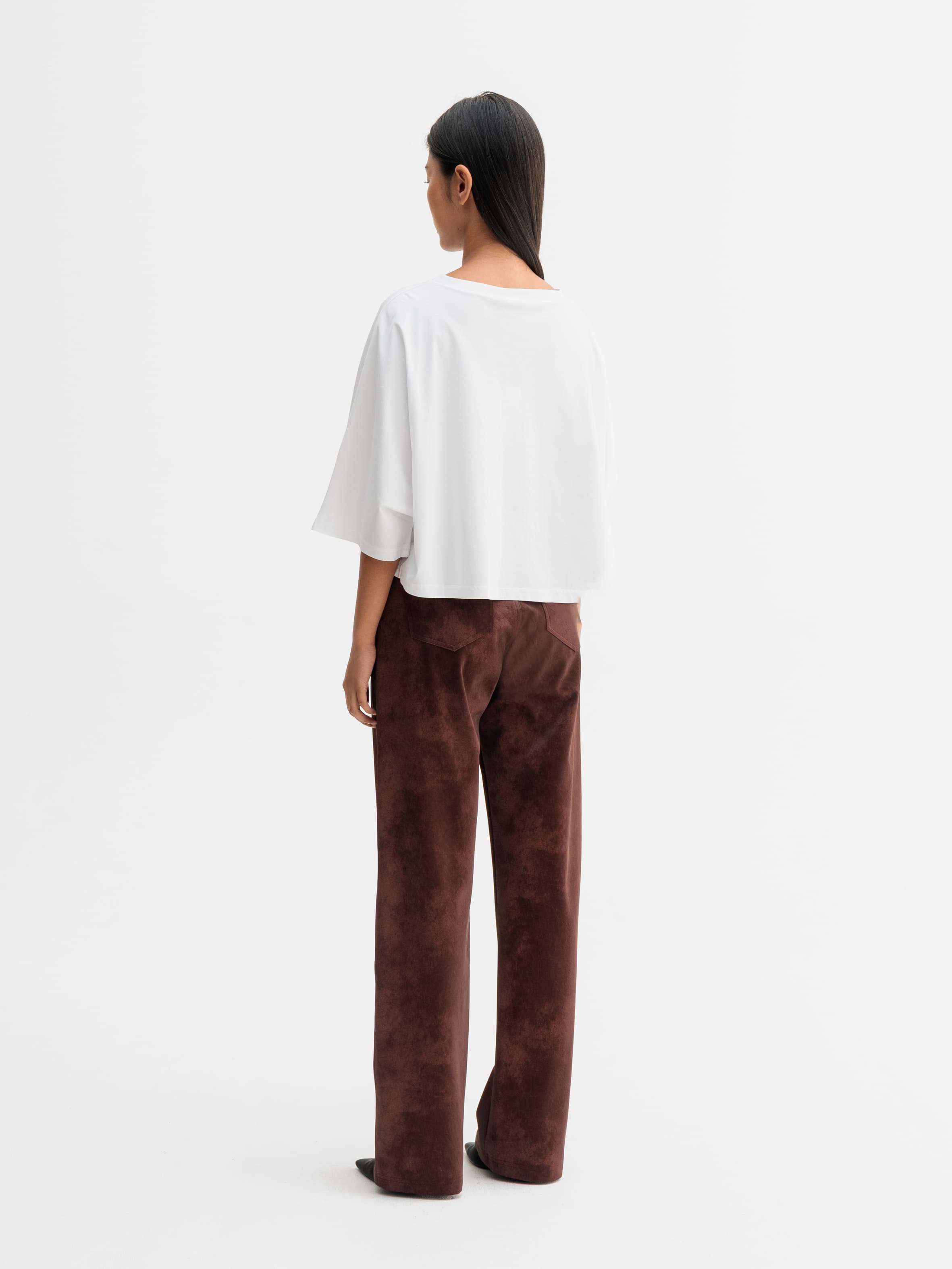 Aina PU leather trousers burgundy