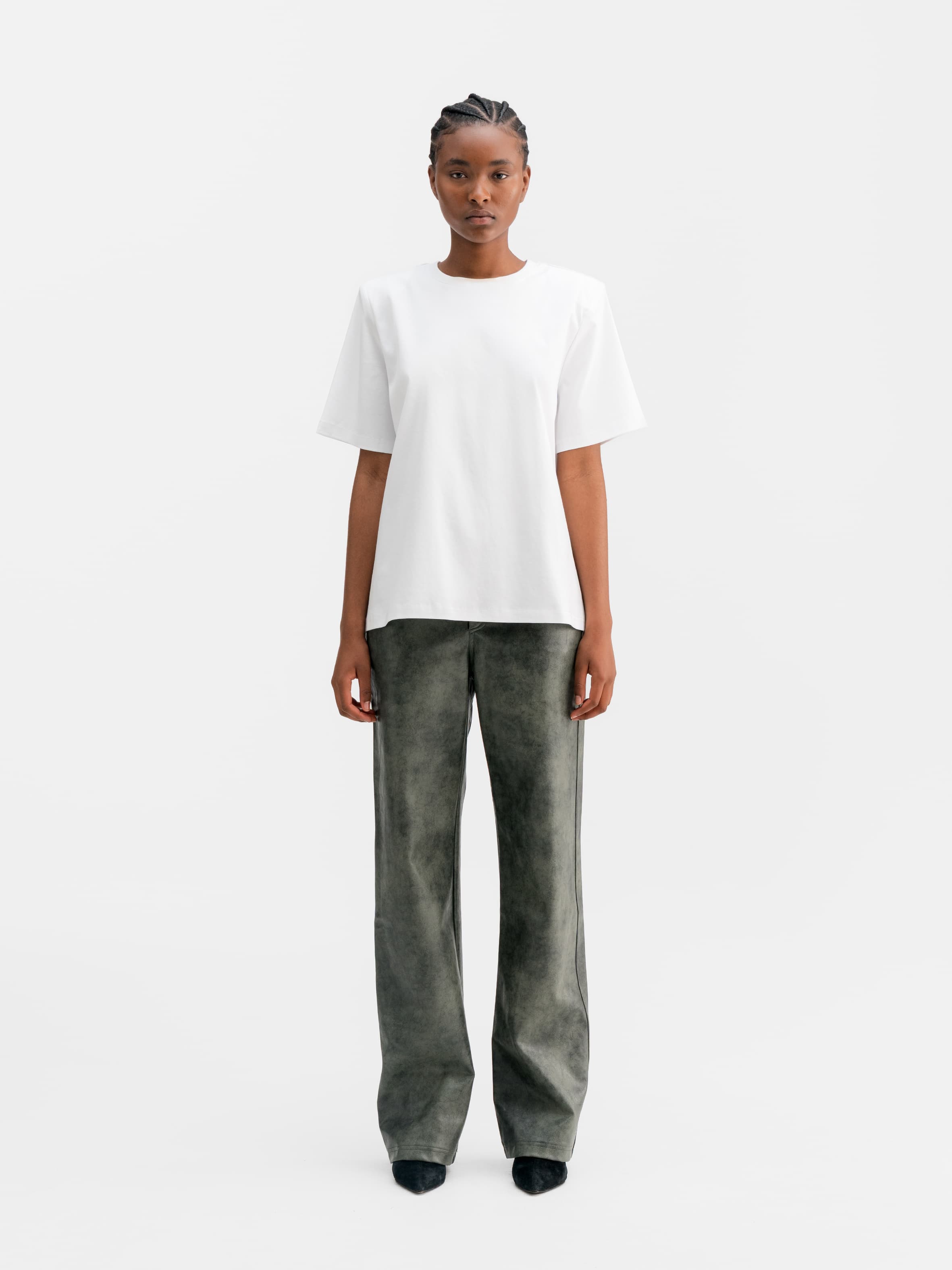 Aina PU leather trousers dark grey