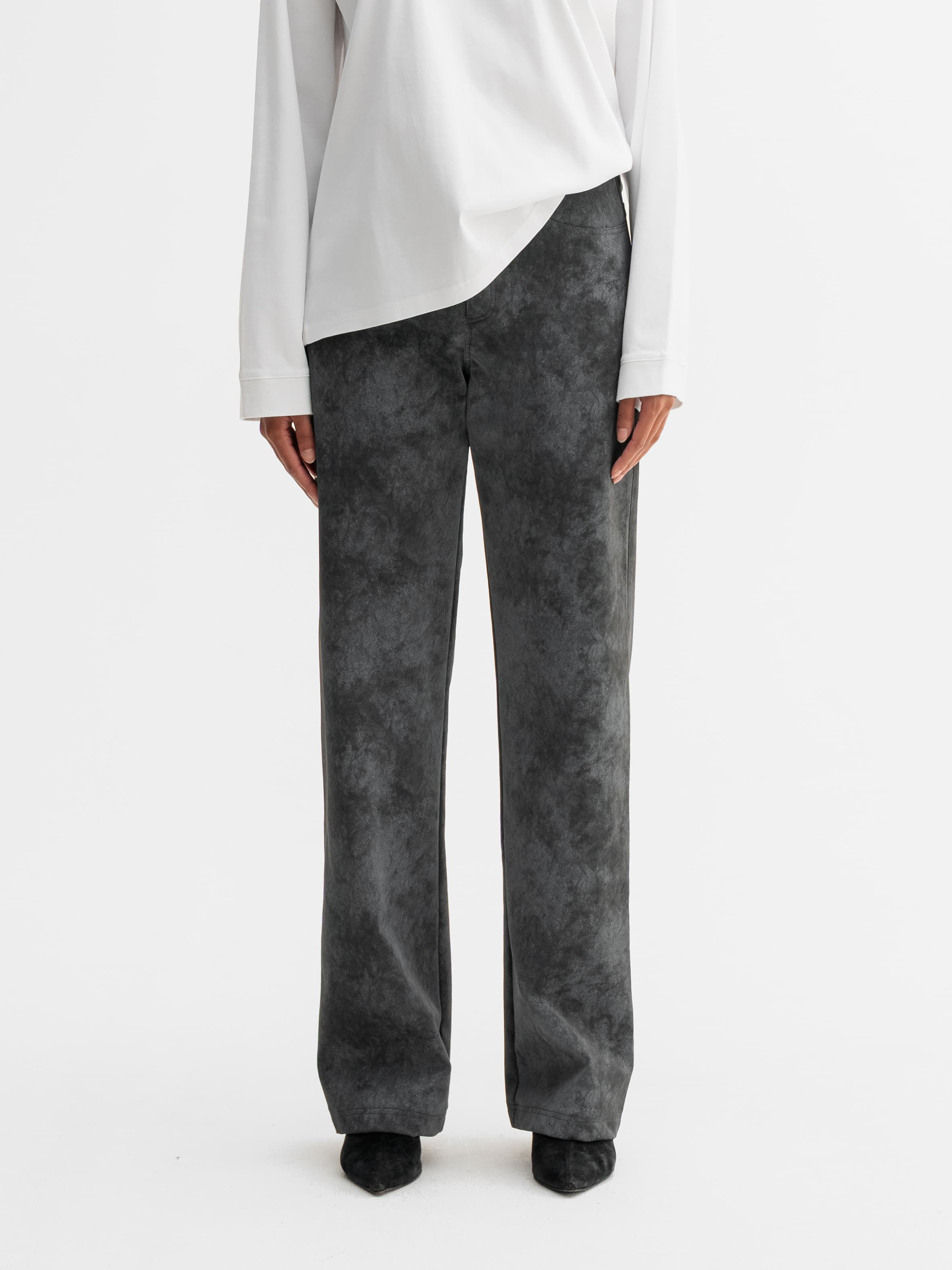 Aina PU leather trousers dark grey