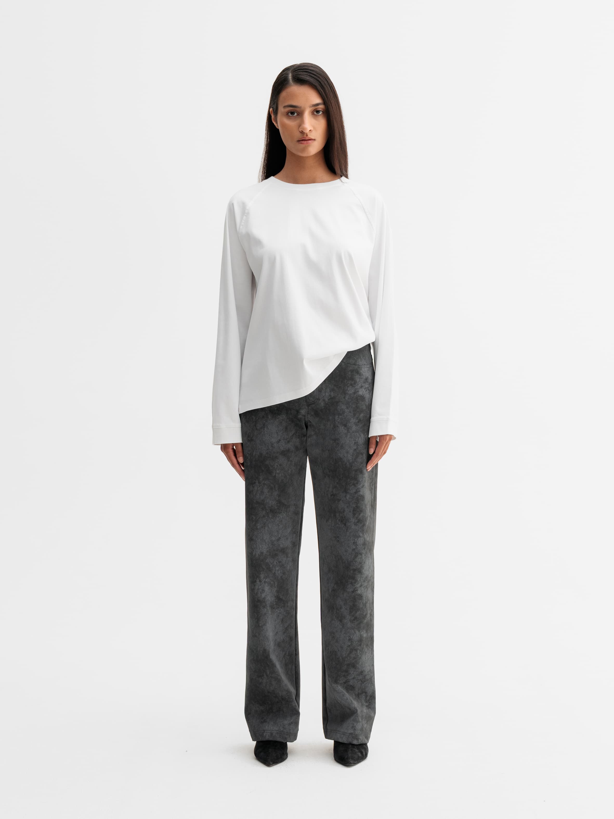 Aina PU leather trousers dark grey