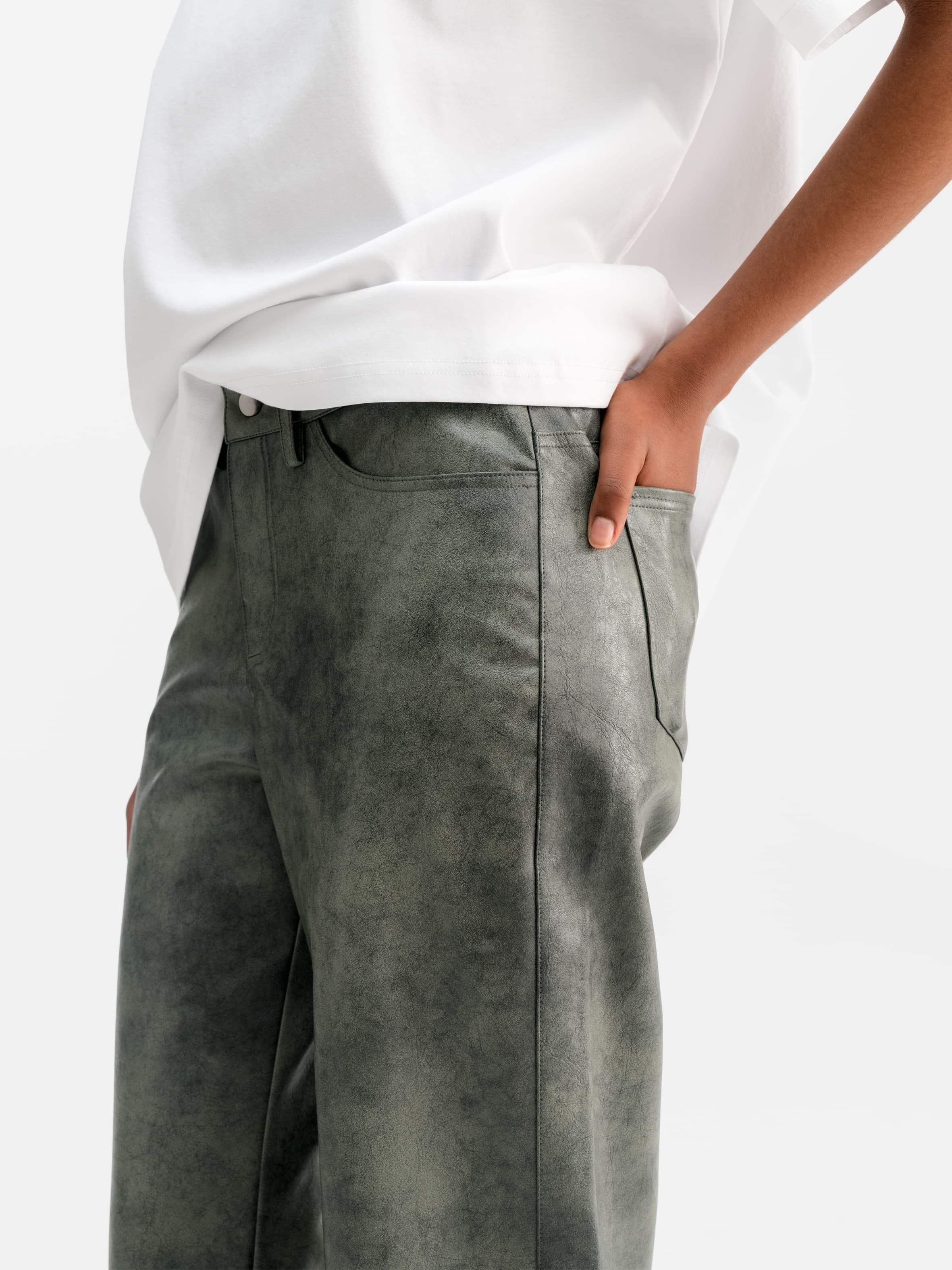 Aina PU leather trousers dark grey