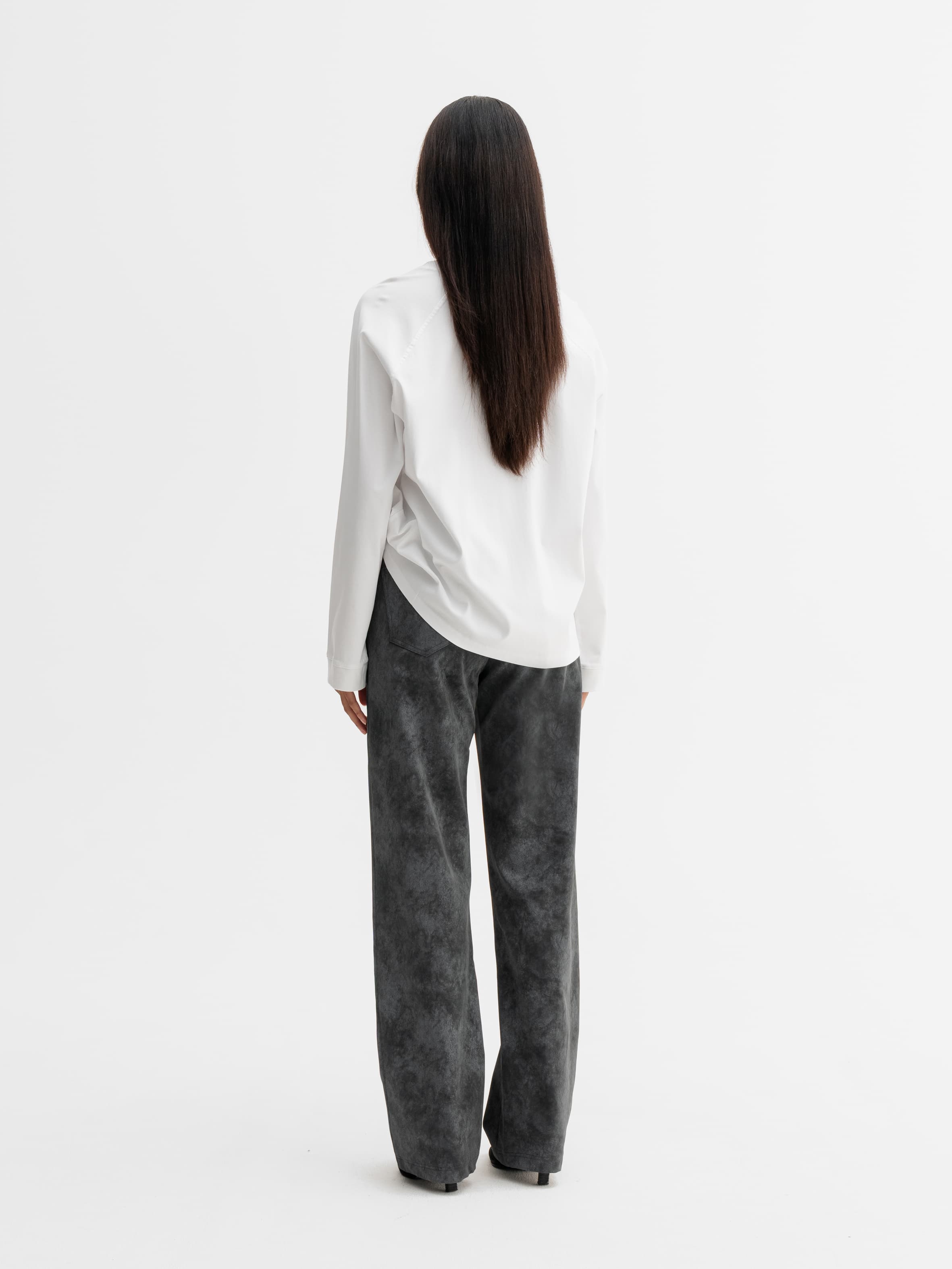 Aina PU leather trousers dark grey