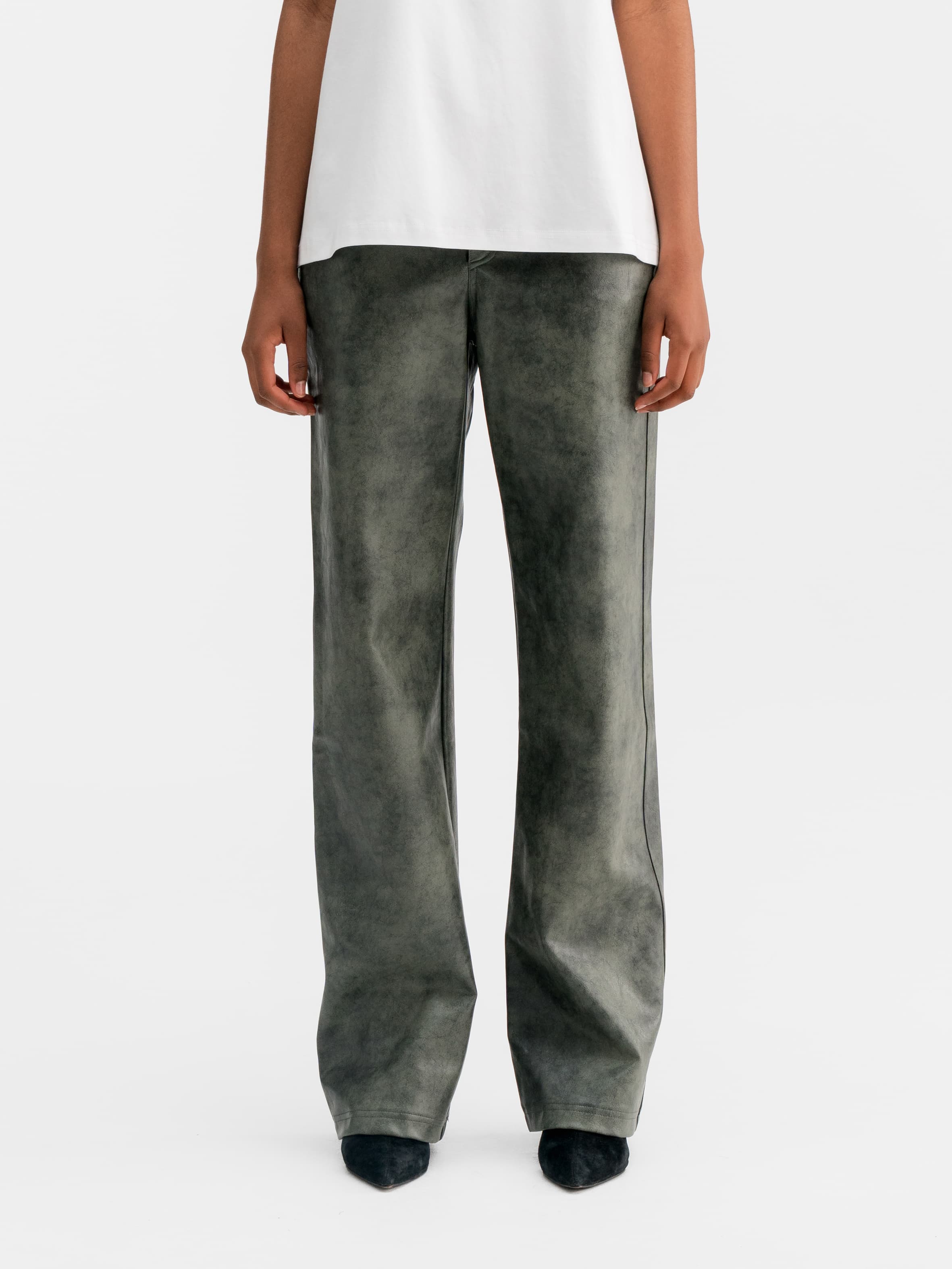 Aina PU leather trousers dark grey