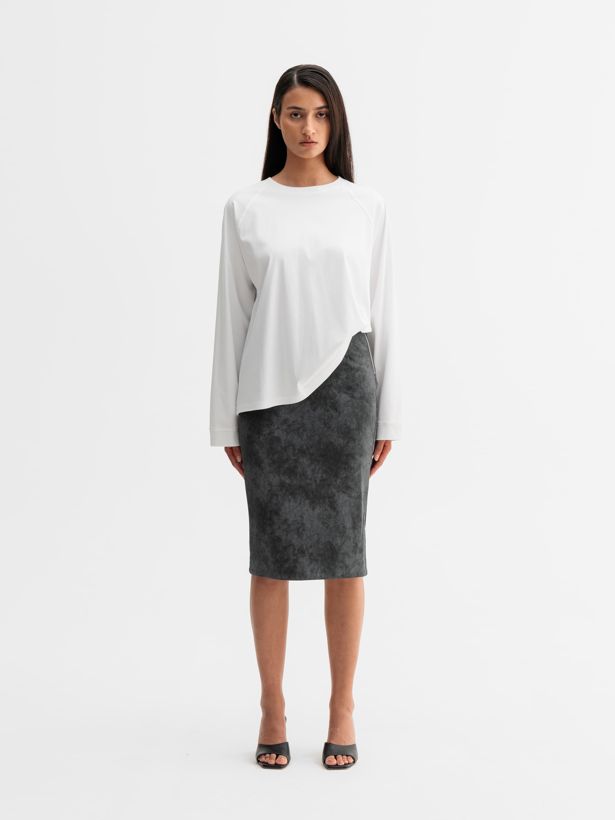 Alila PU leather skirt dark grey