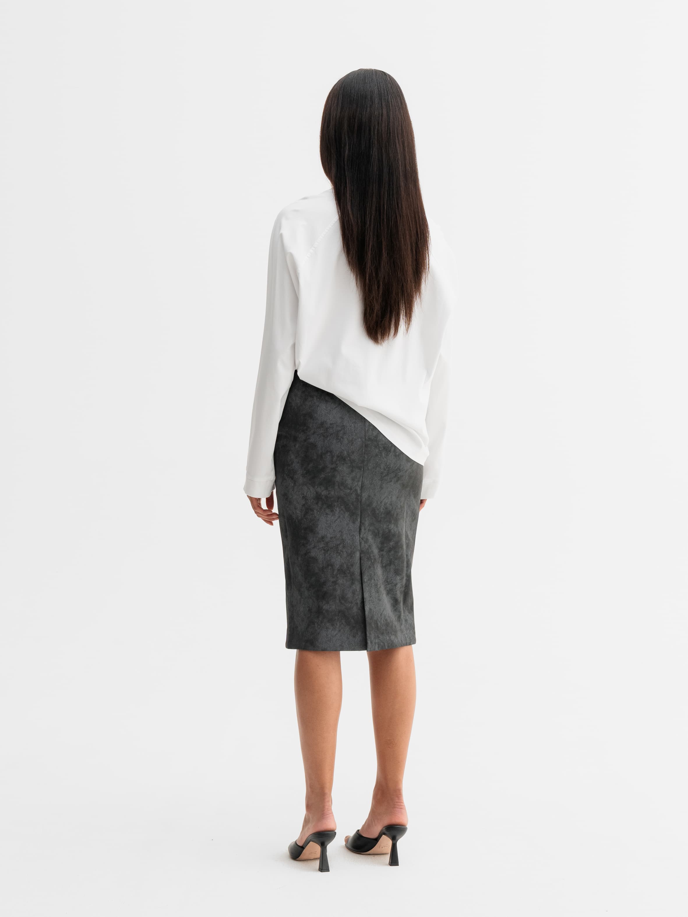Alila PU leather skirt dark grey