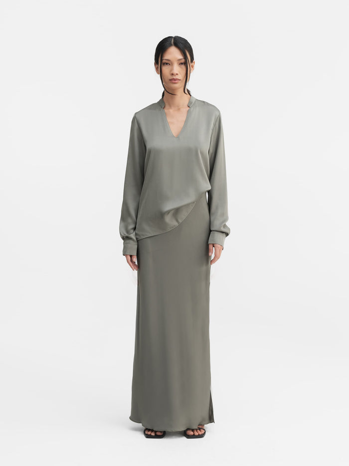 ahlvar Alila silk blouse light military