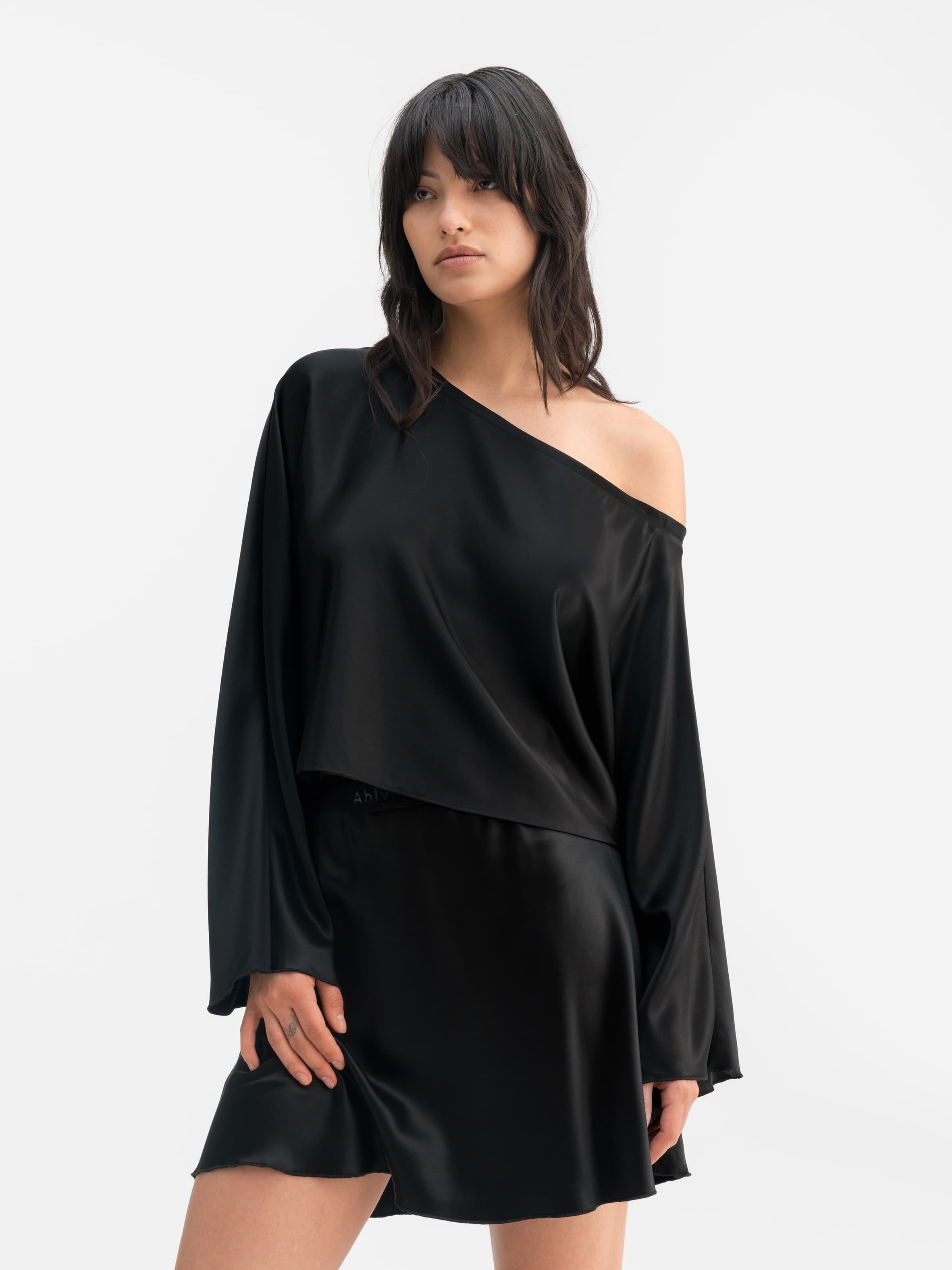 Alma satin blouse black