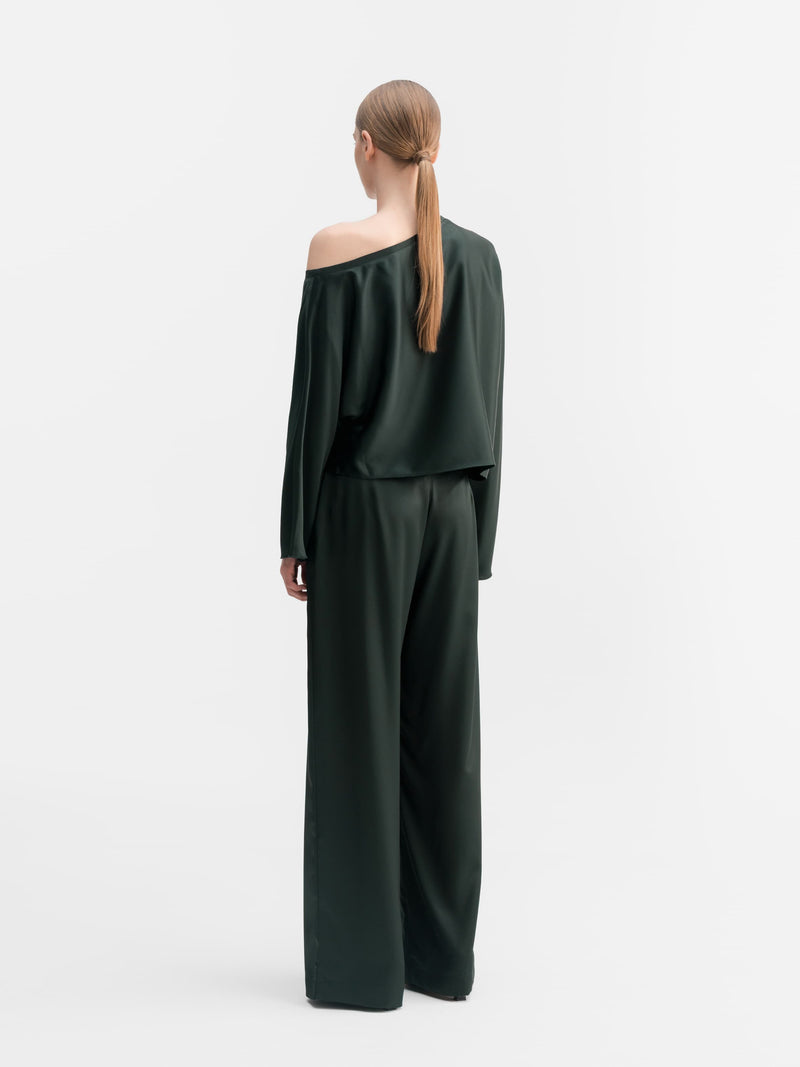 Alma satin blouse deep forest