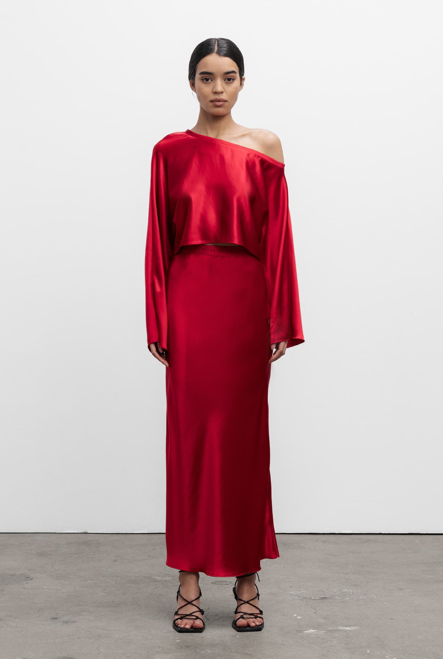 Alma cropped blouse red