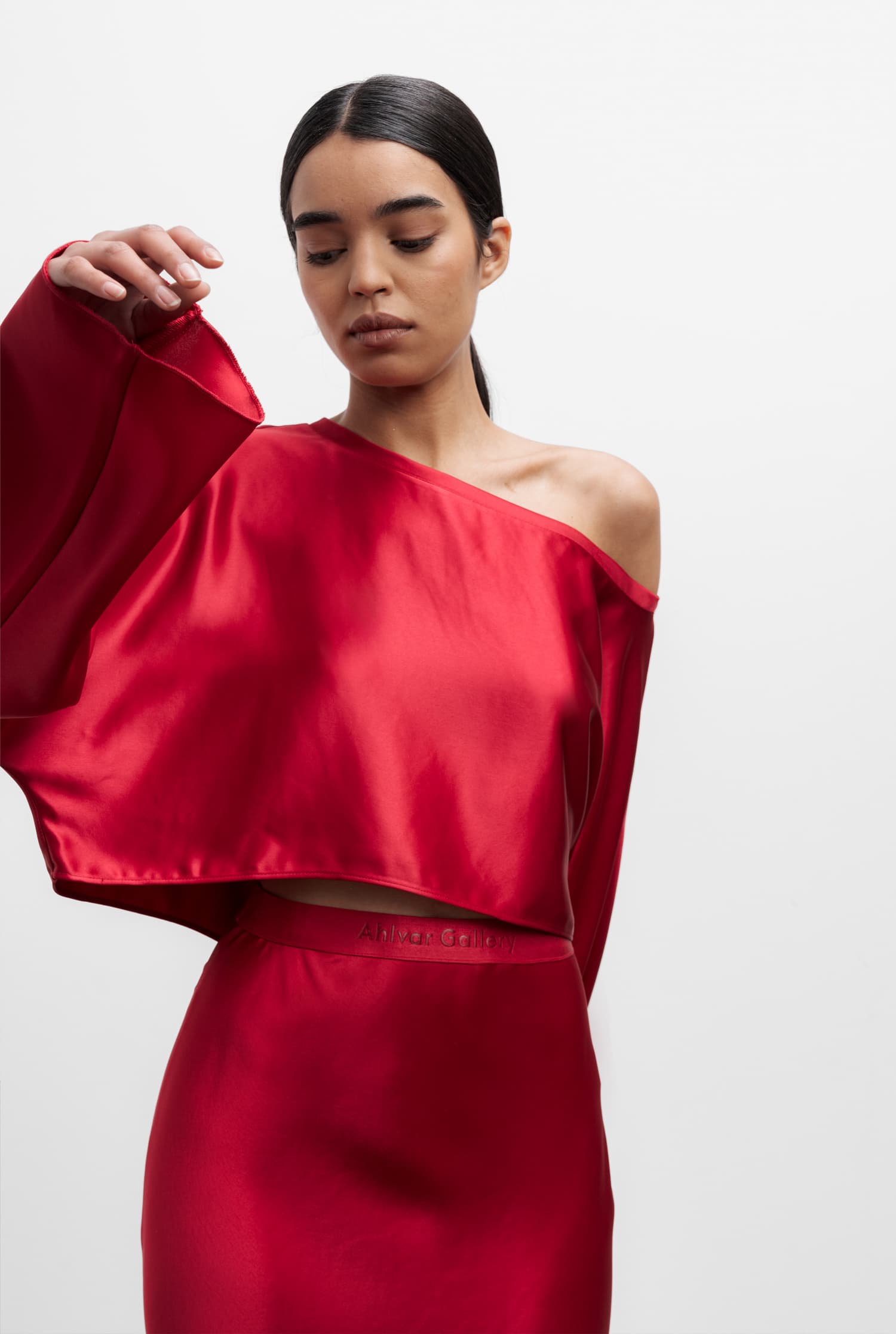 Alma cropped blouse red