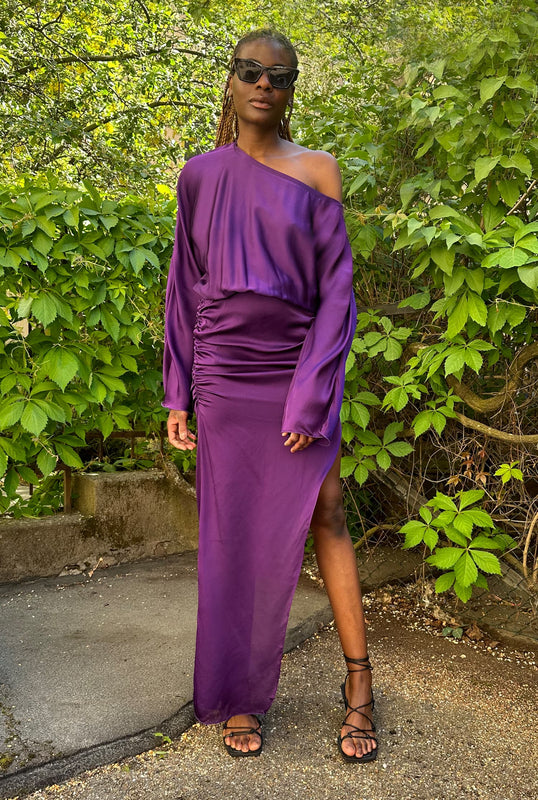 Alma silk dress violet