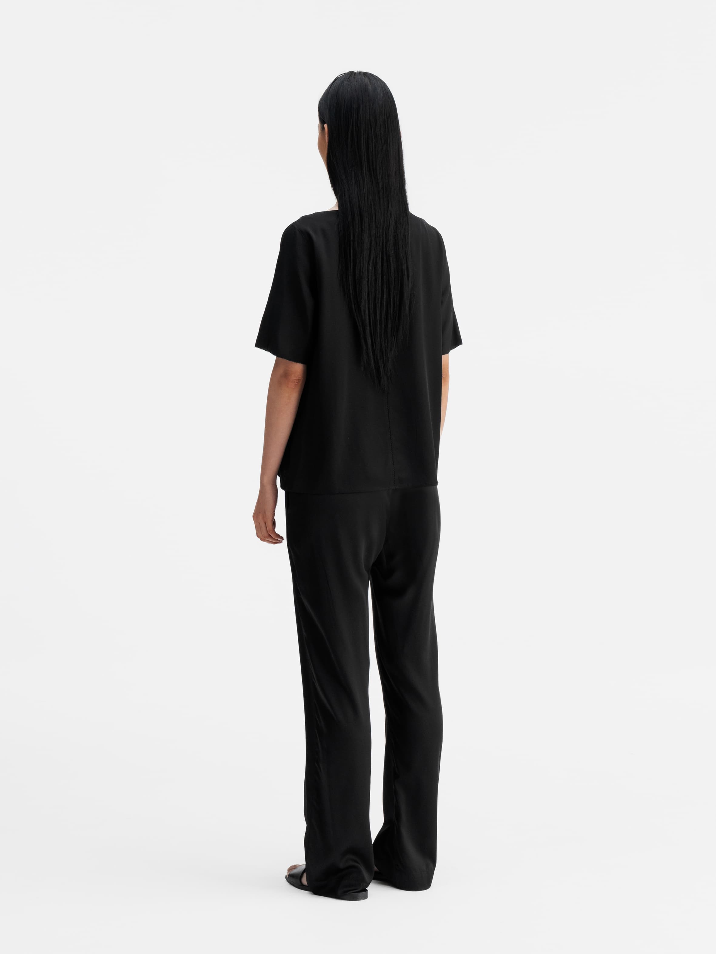 Ava satin silk trousers black