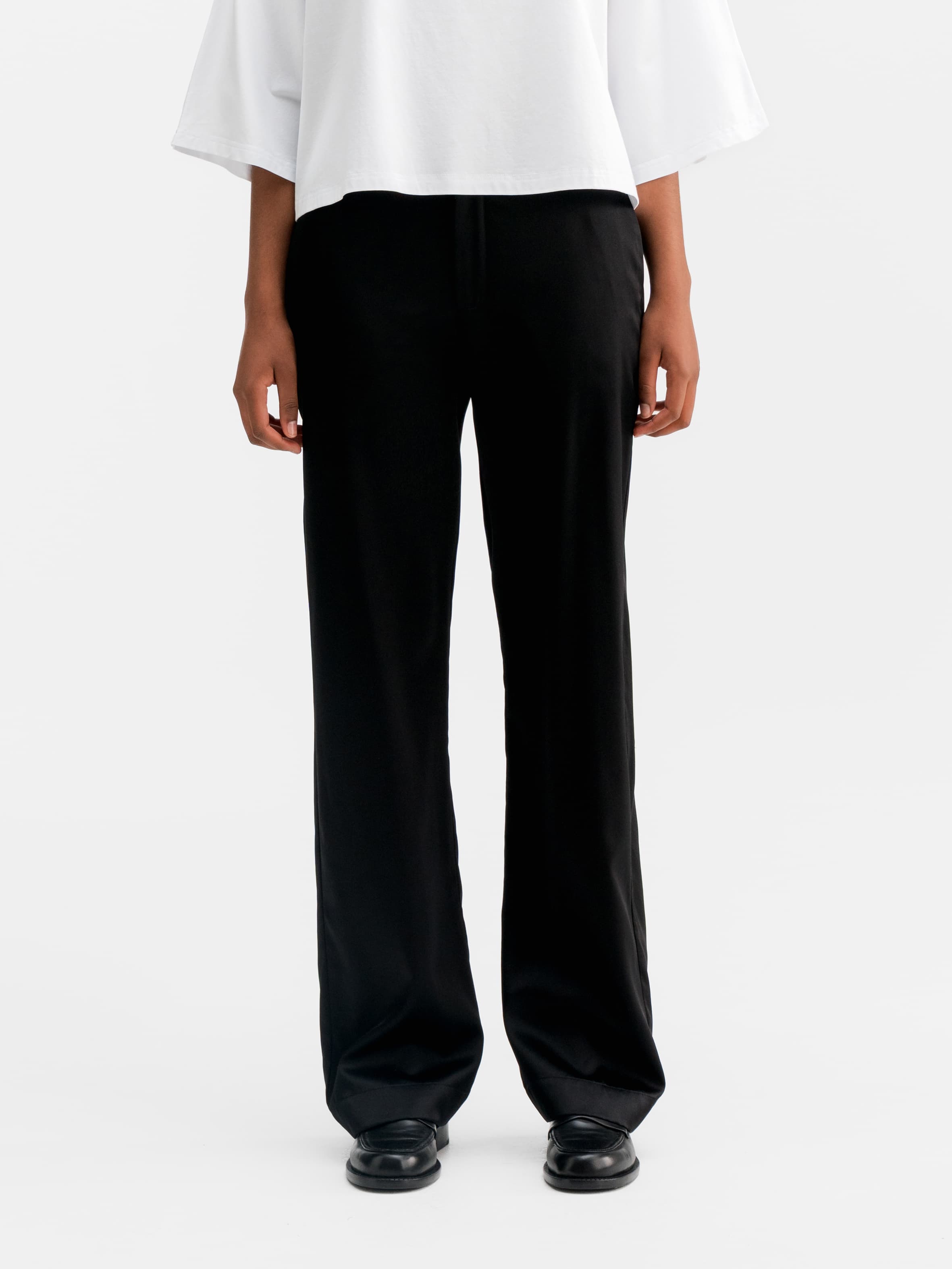 Ava satin silk trousers black