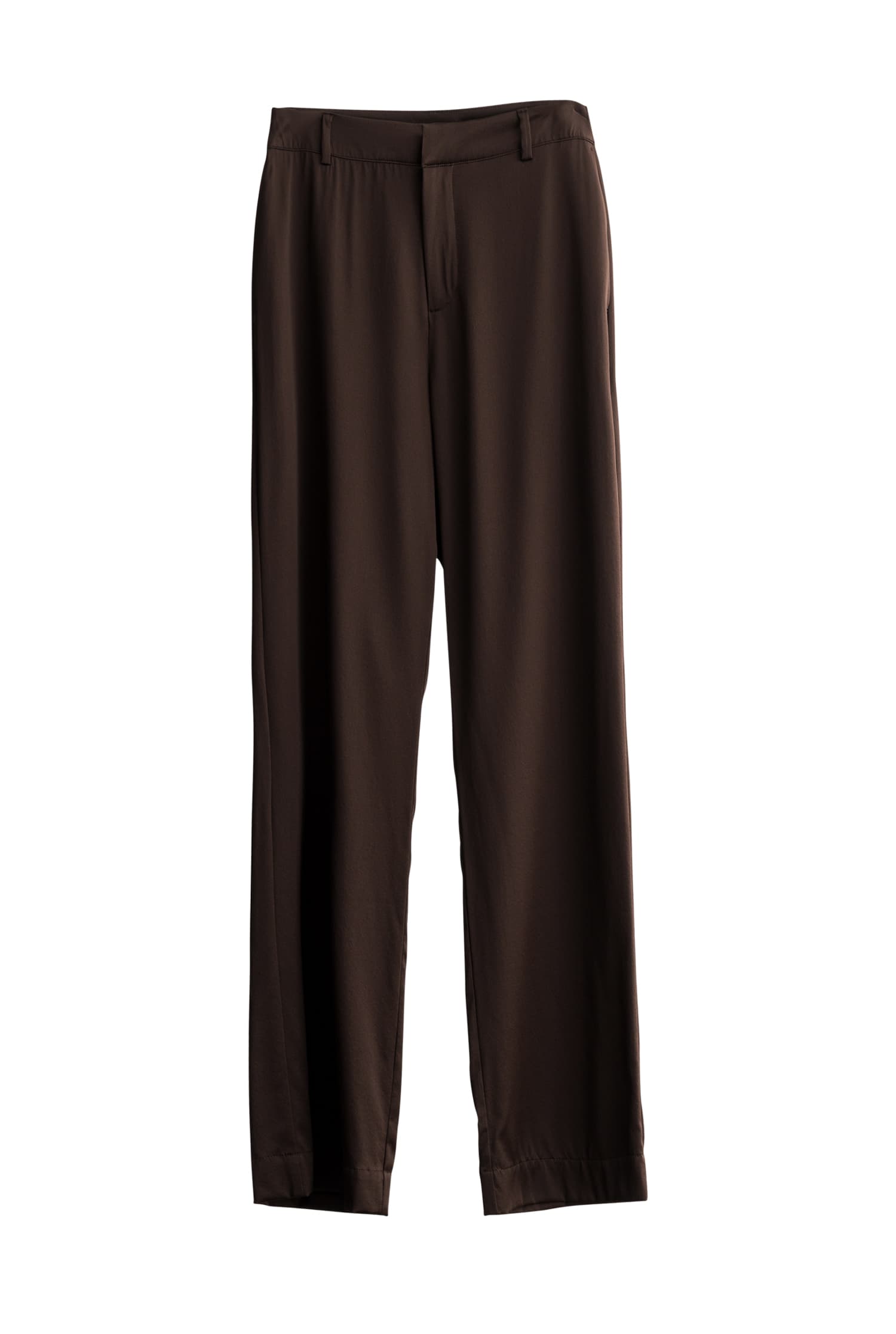 Ava satin silk trousers dark brown