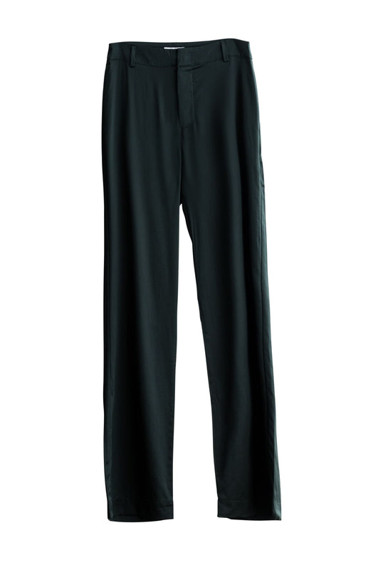 Ava satin silk trousers deep forest