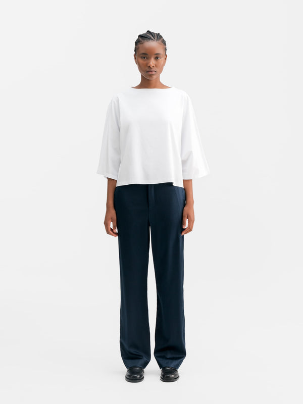 Ava satin silk trousers midnight blue