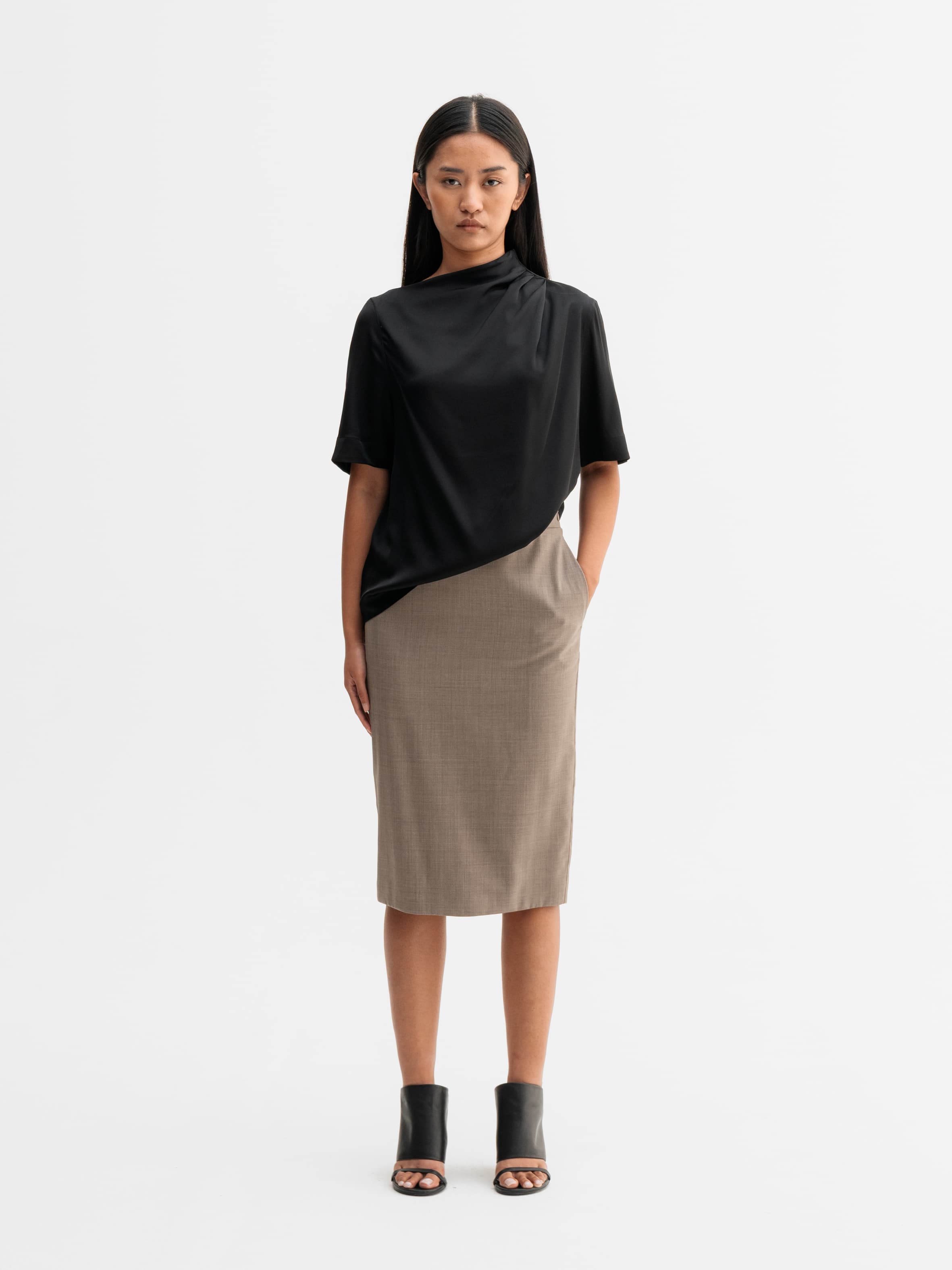 Ava wool skirt light brown
