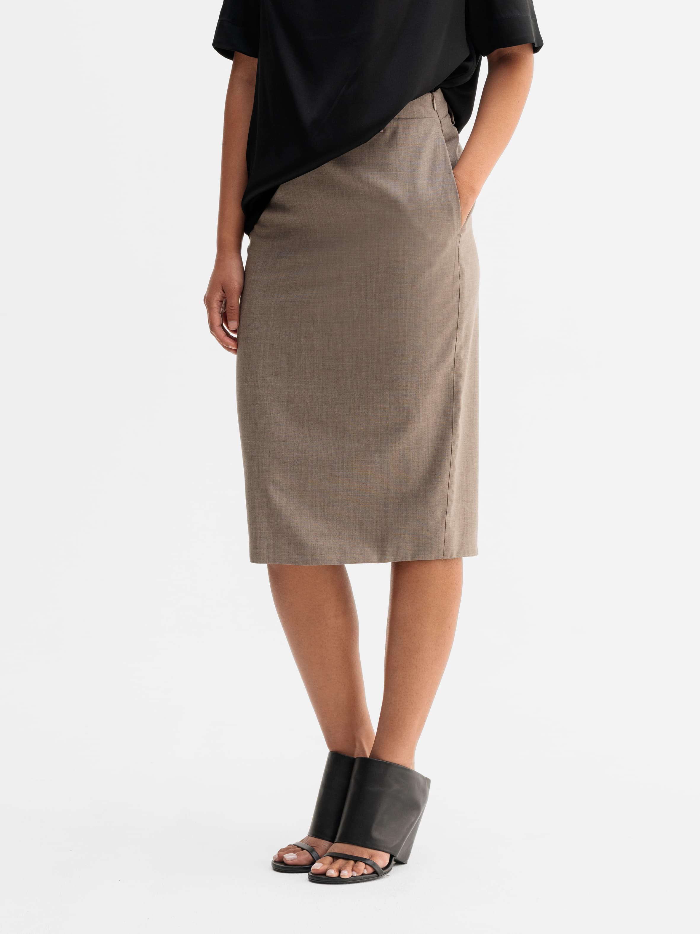 Ava wool skirt light brown