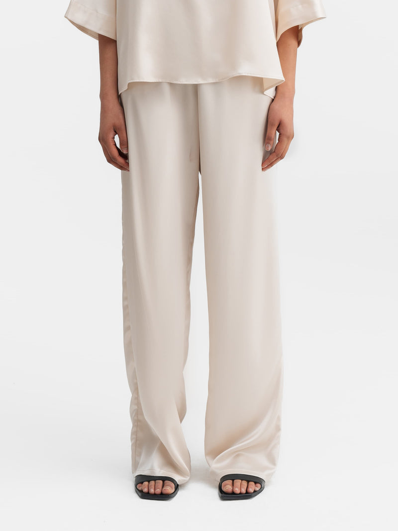 Ayla satin trousers cream