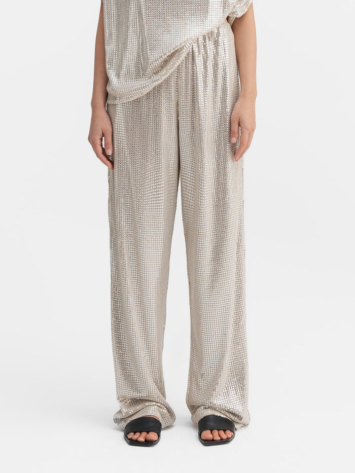 ahlvar Ayla sequin trousers cream