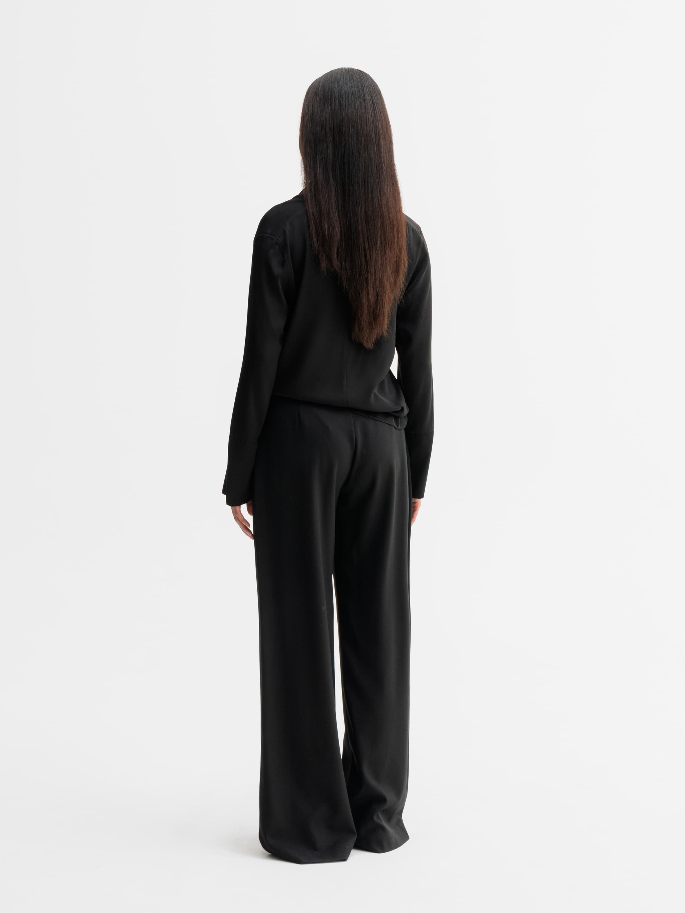 Back view of Ahlvar Gallery Ayumi silk blouse in Black