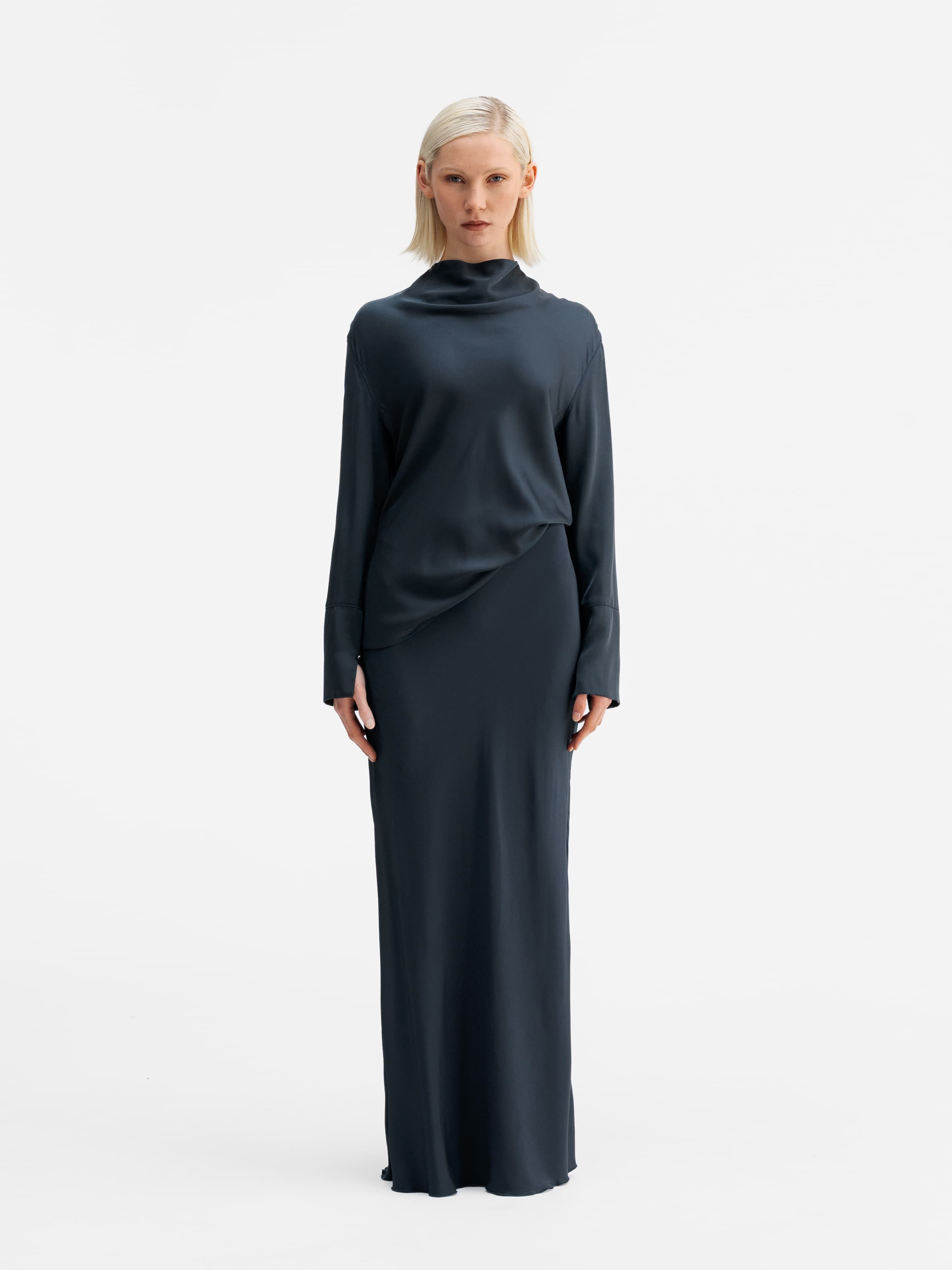 Ayumi silk blouse blue grey