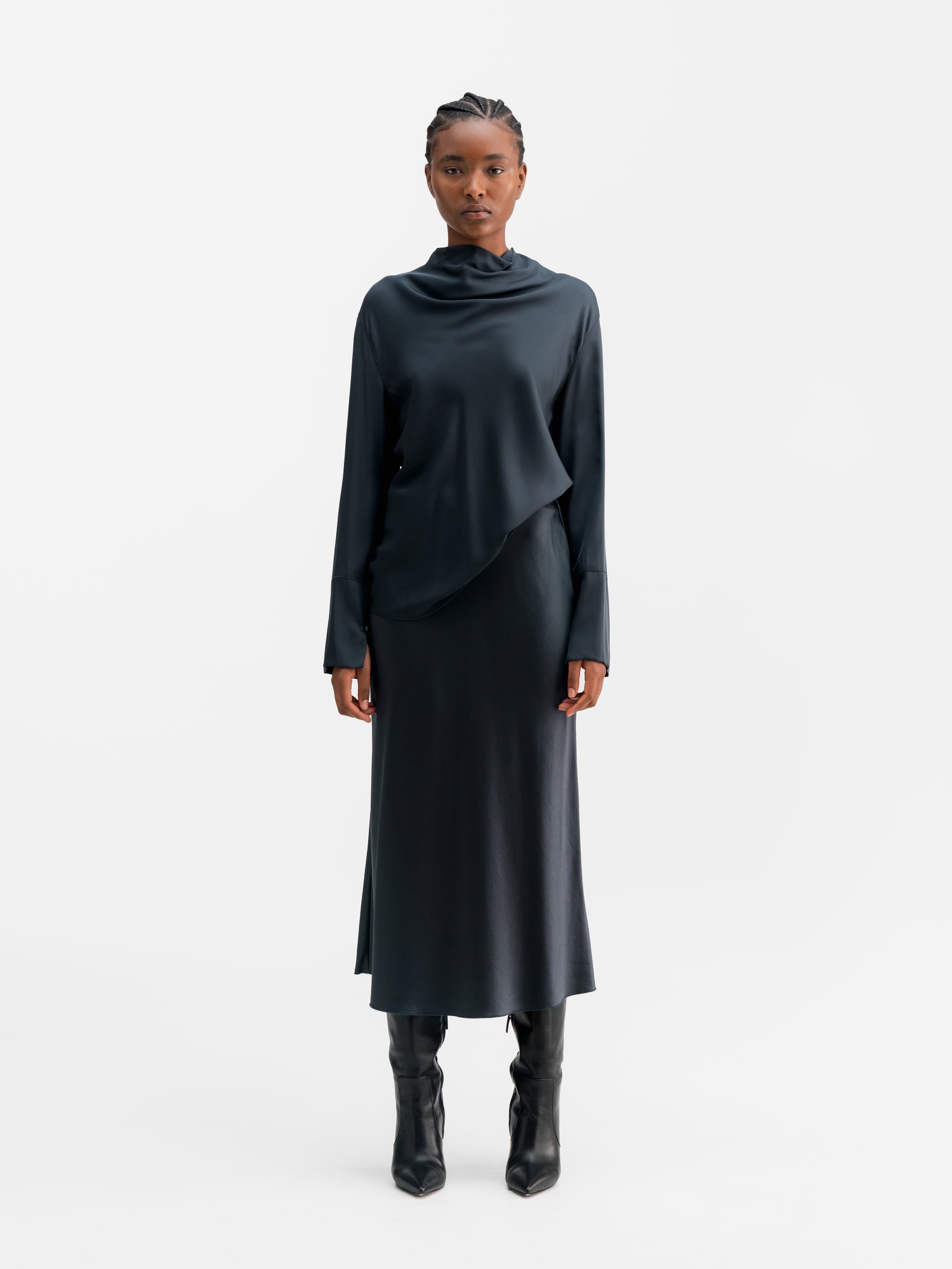 Ayumi silk blouse blue grey