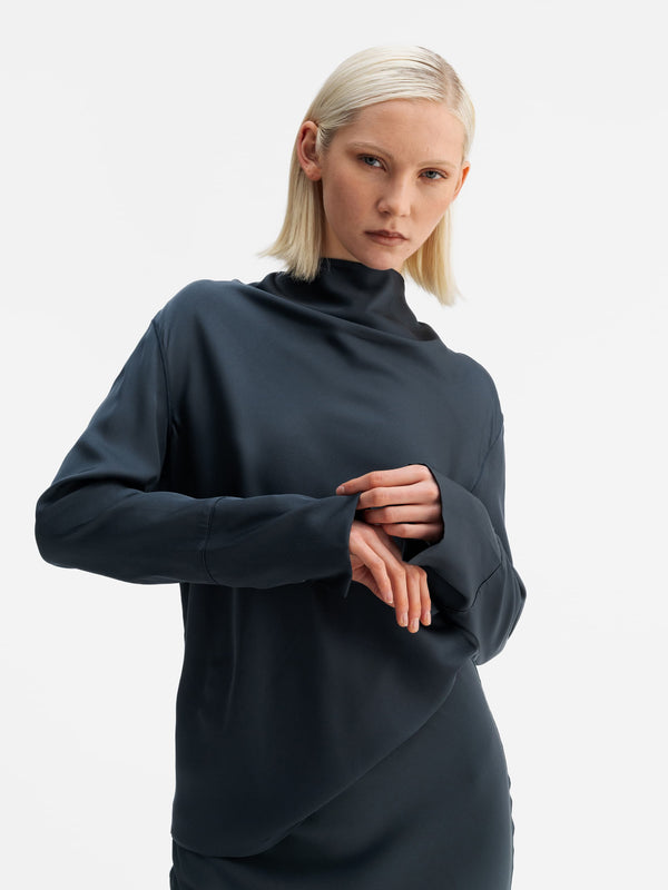 Ayumi silk blouse blue grey