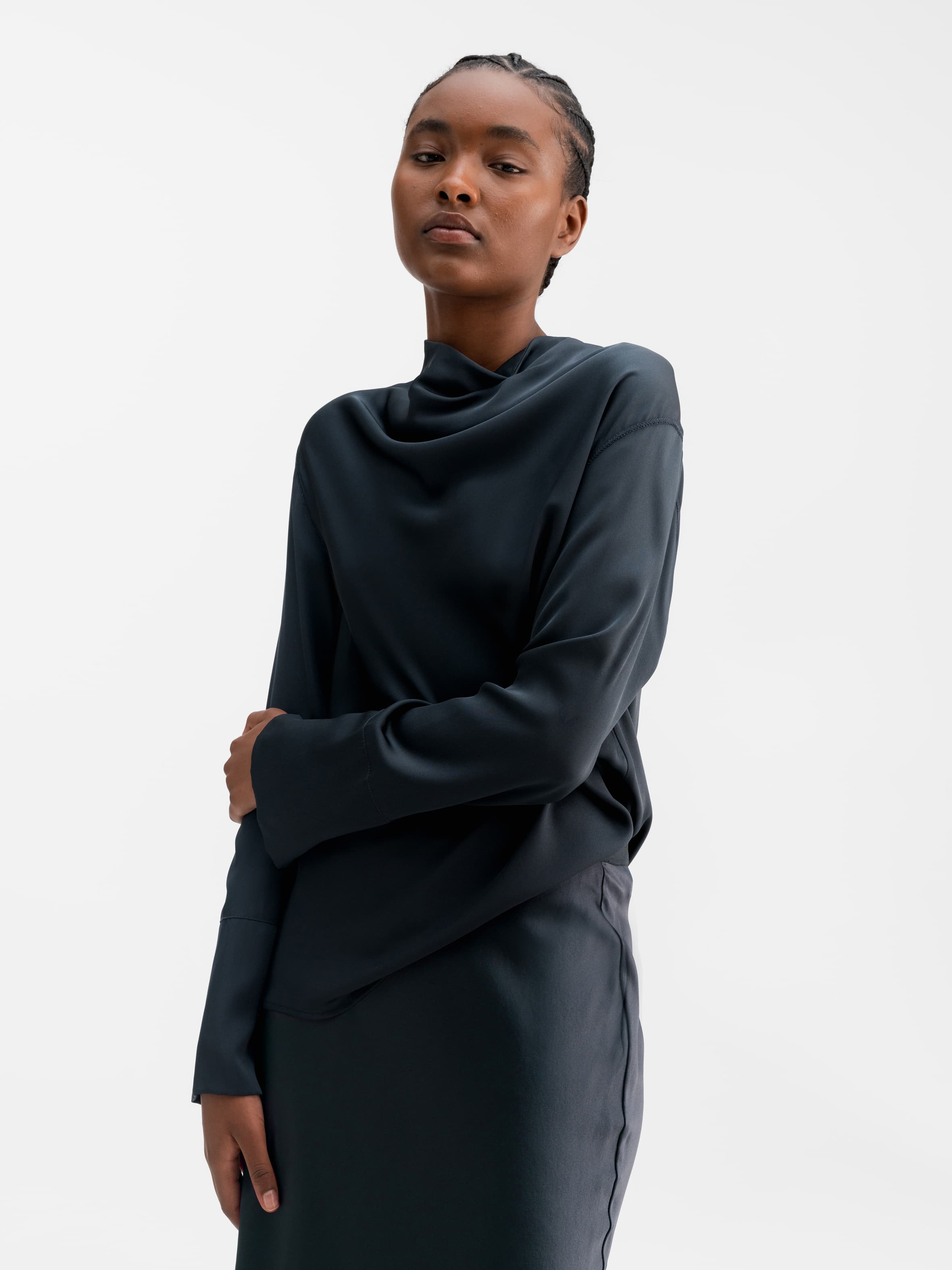 Ayumi silk blouse blue grey