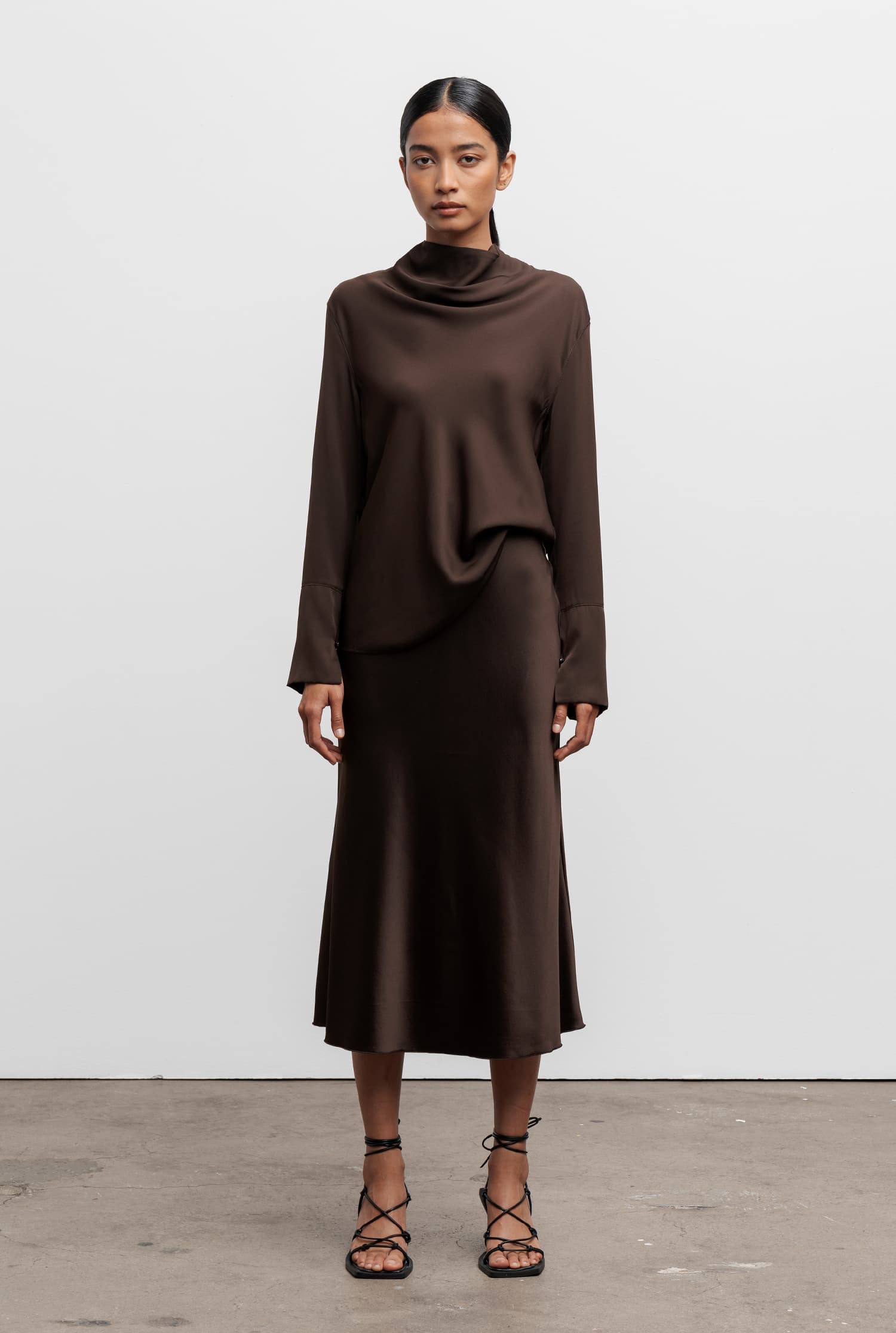 Ayumi silk blouse dark brown