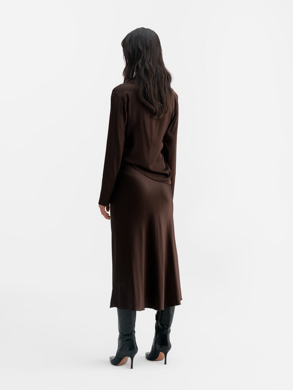 Ayumi silk blouse dark brown