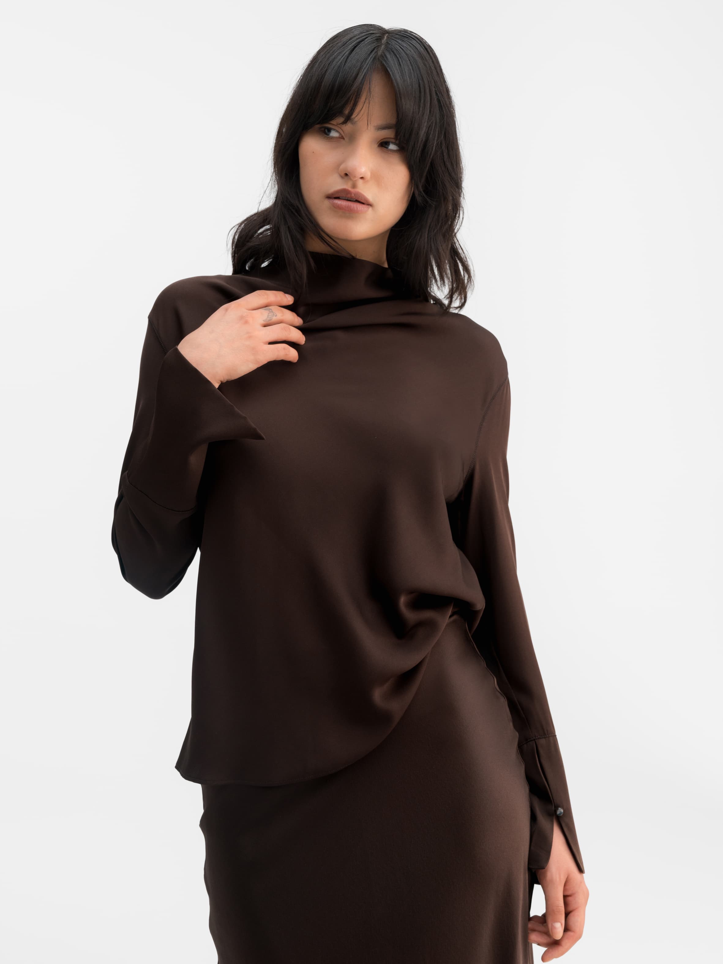 Ayumi silk blouse dark brown