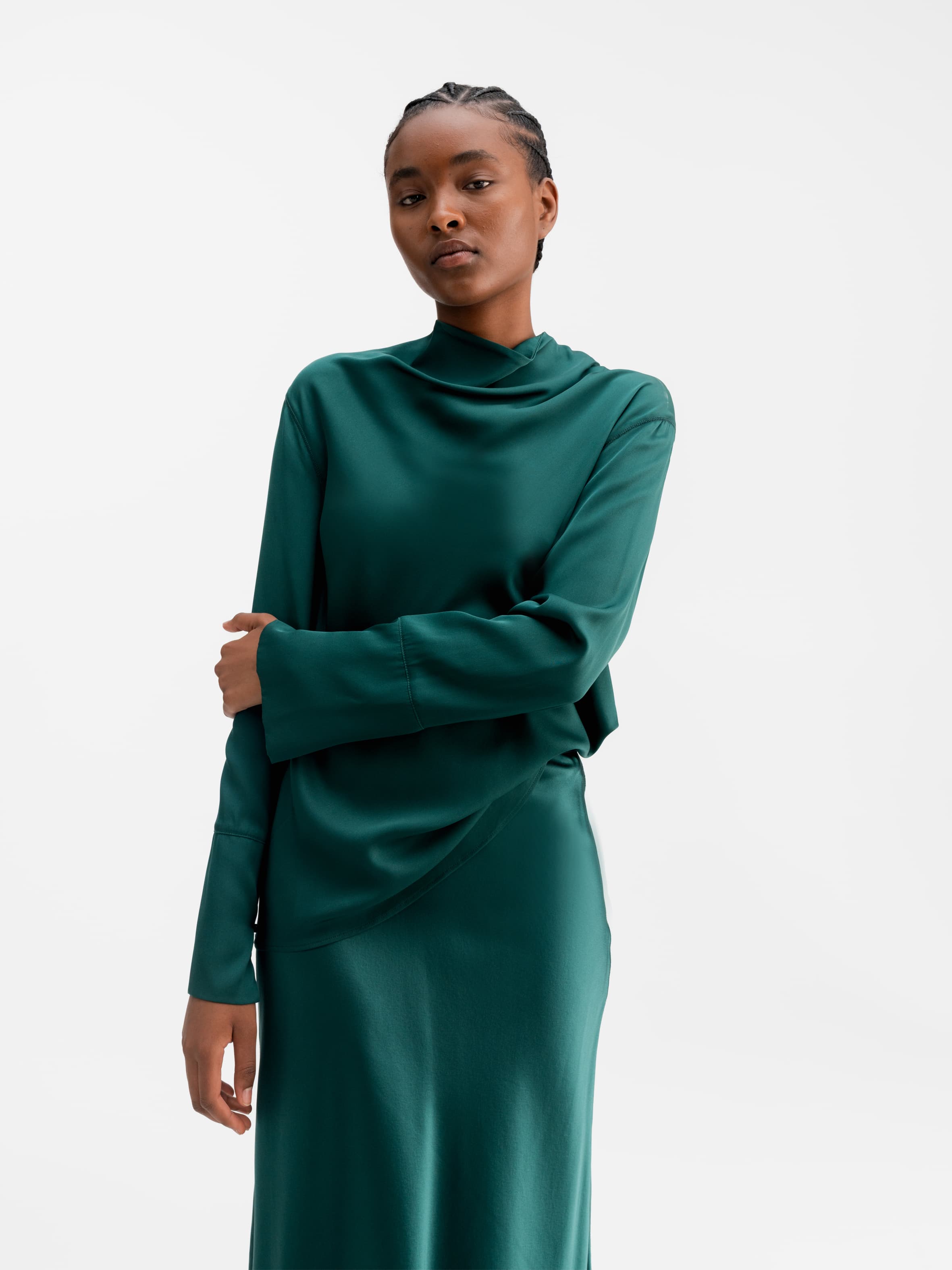 Ayumi silk blouse dark emerald