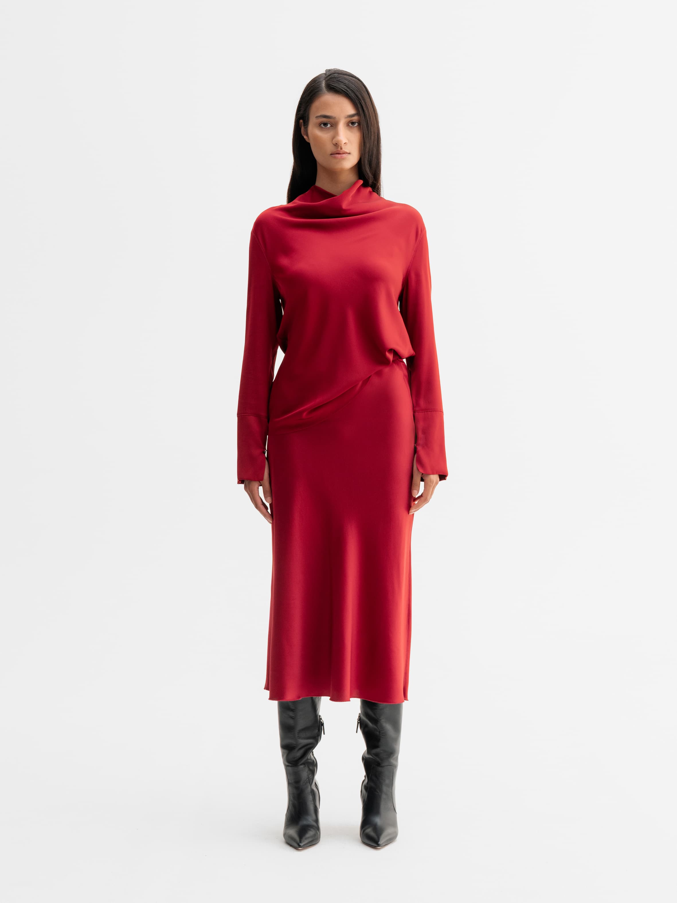 Ayumi silk blouse dark red